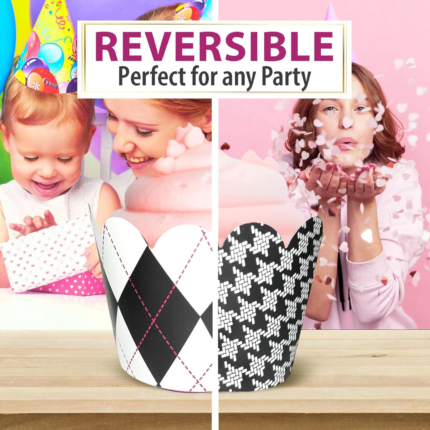 Fundas para Cupcake Confetti Couture 24 Piezas Blanco y Negro