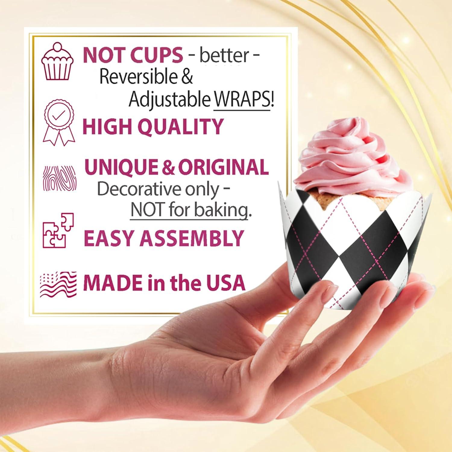 Fundas para Cupcake Confetti Couture 24 Piezas Blanco y Negro