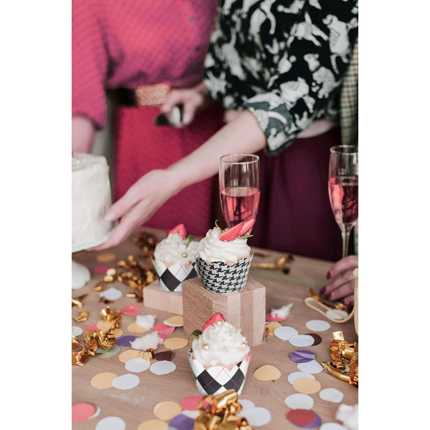 Fundas para Cupcake Confetti Couture 24 Piezas Blanco y Negro