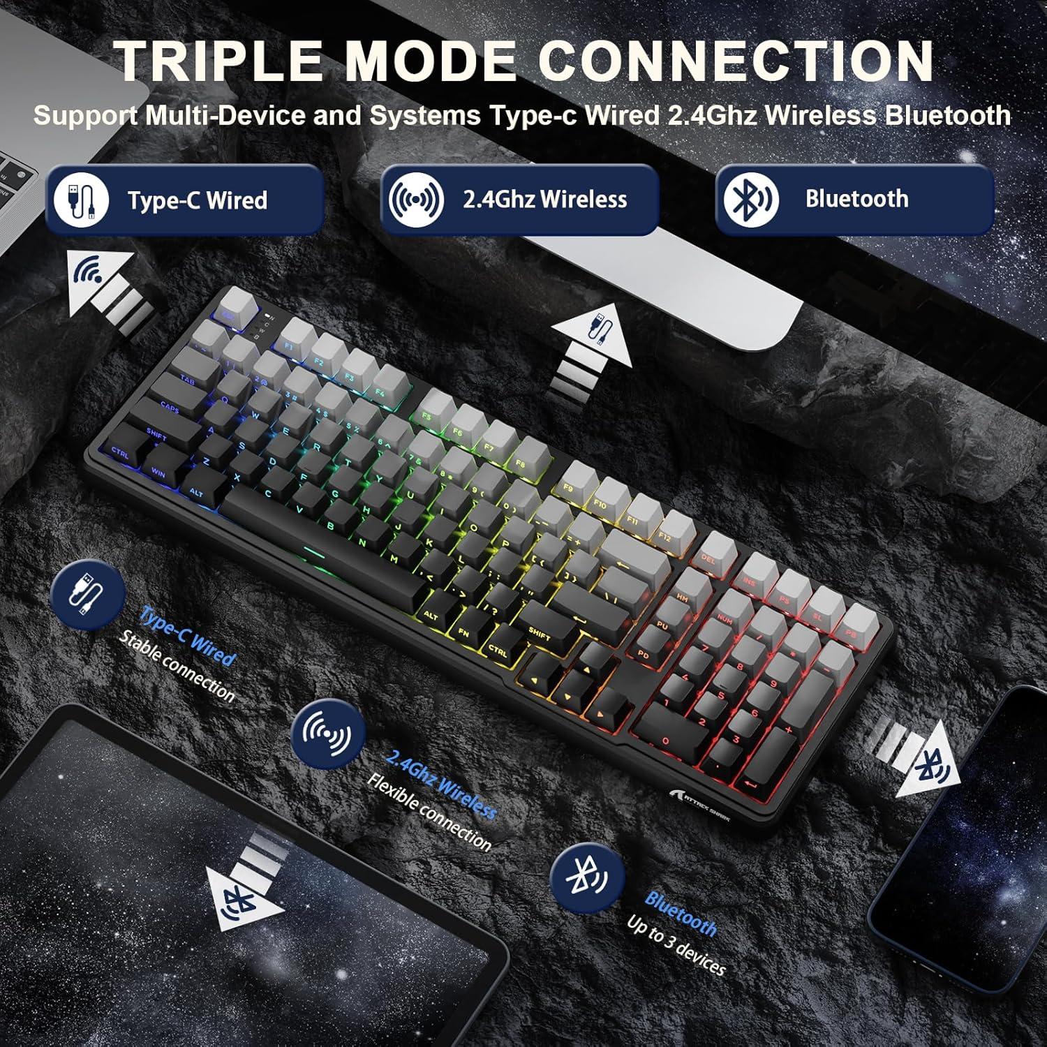 Teclado Mecánico Inalámbrico Attack Shark X98 RGB PBT