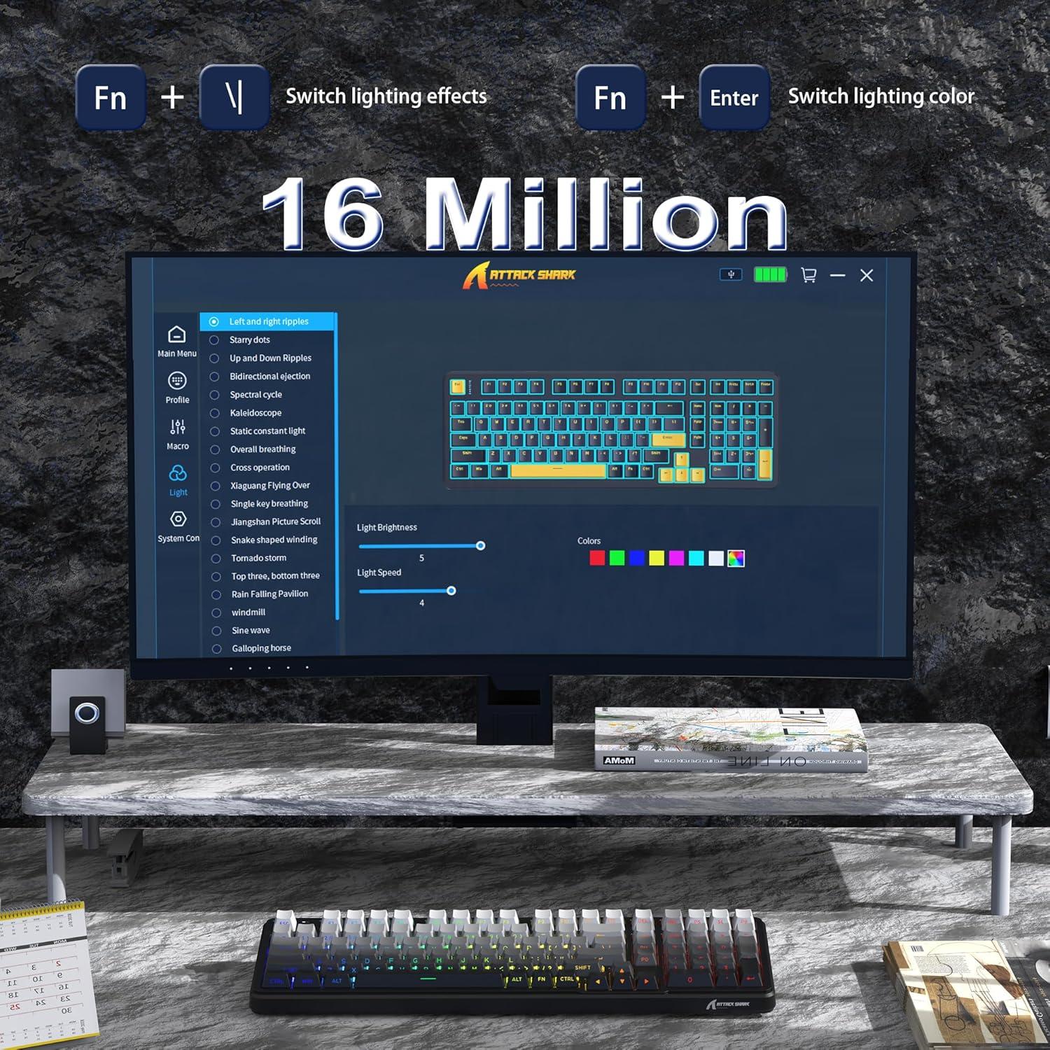 Teclado Mecánico Inalámbrico Attack Shark X98 RGB PBT