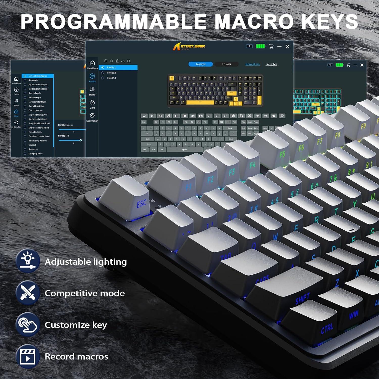 Teclado Mecánico Inalámbrico Attack Shark X98 RGB PBT