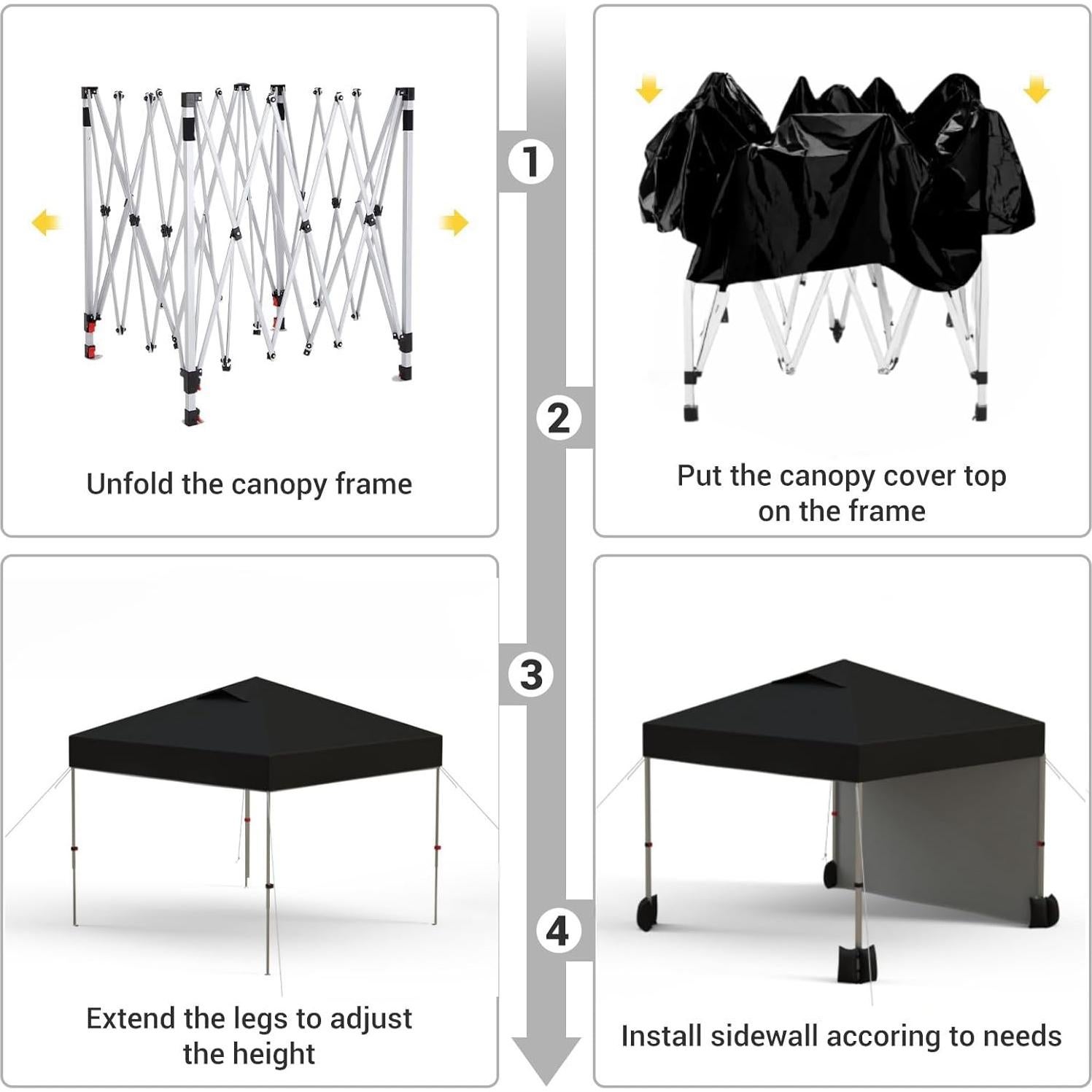 Carpa Pop Up GarveeLife 10x10 Pies con Pared Lateral Negra