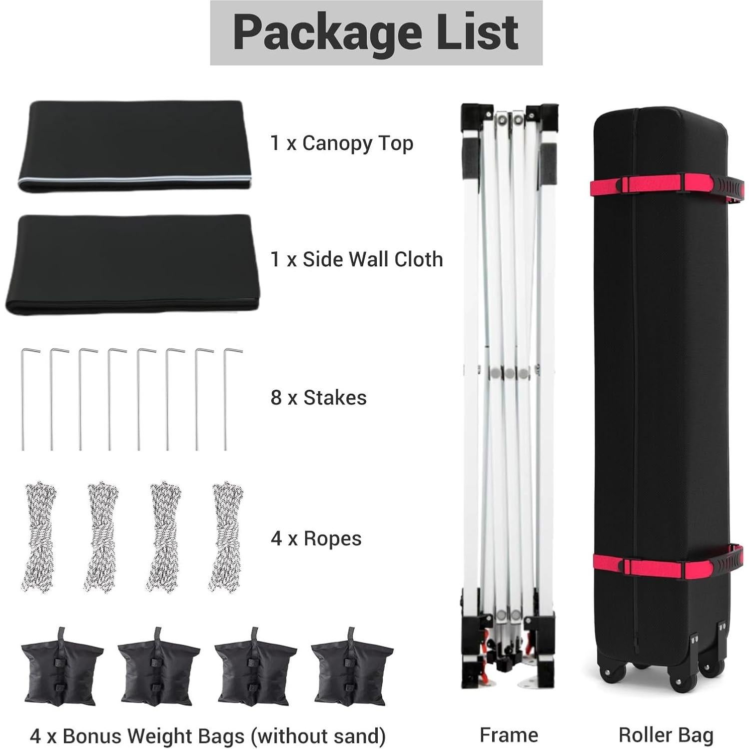 Carpa Pop Up GarveeLife 10x10 Pies con Pared Lateral Negra