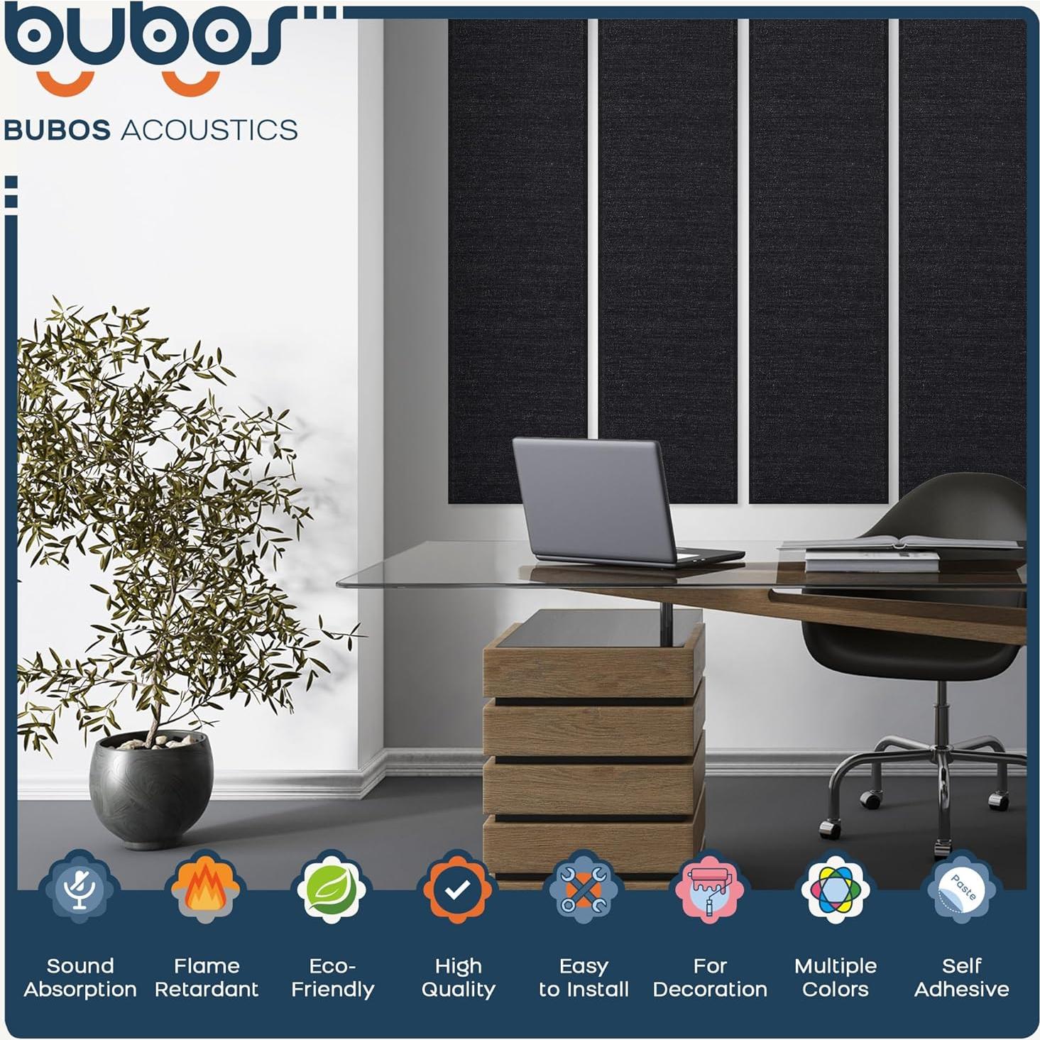 Paneles Acústicos BUBOS 2 PCS 120x30 cm Autoadhesivos Negro