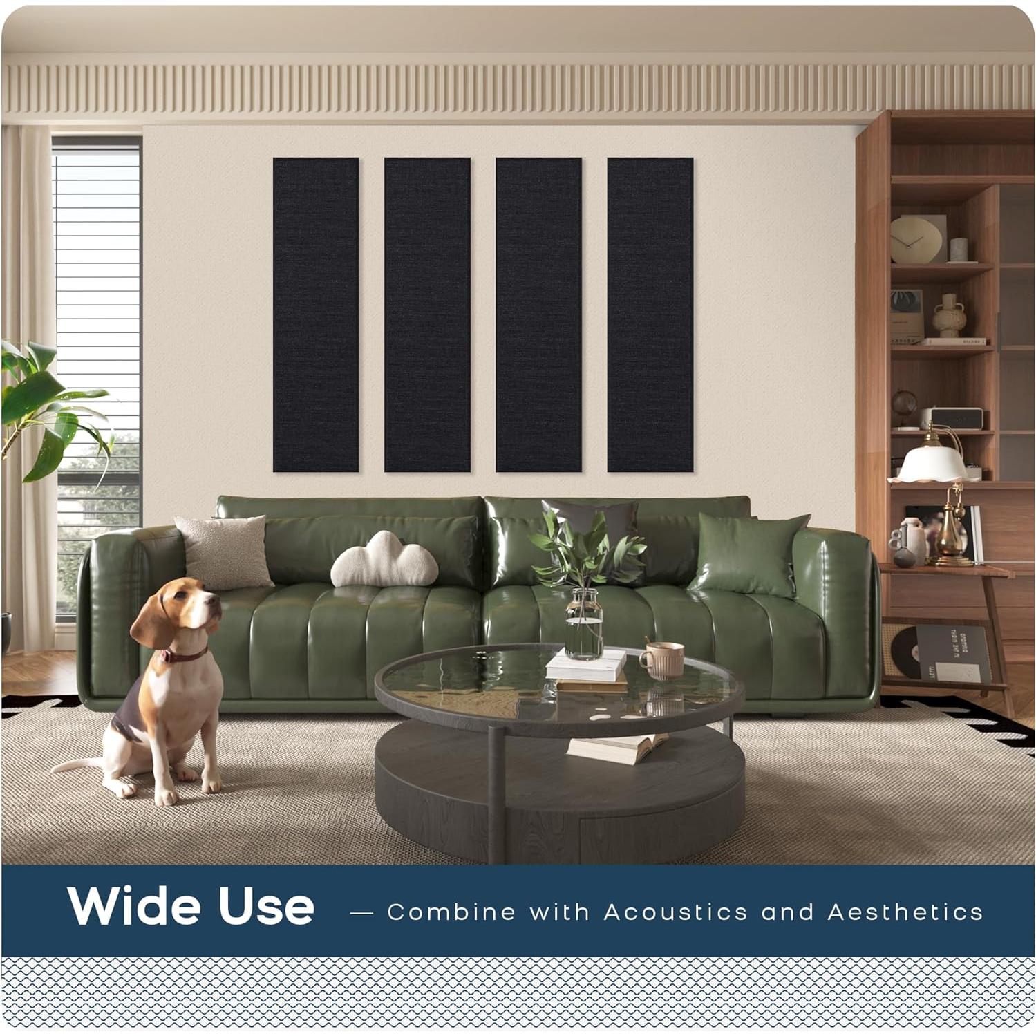 Paneles Acústicos BUBOS 2 PCS 120x30 cm Autoadhesivos Negro