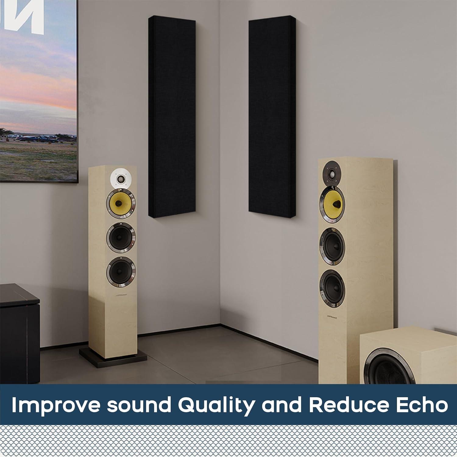 Paneles Acústicos BUBOS 2 PCS 120x30 cm Autoadhesivos Negro