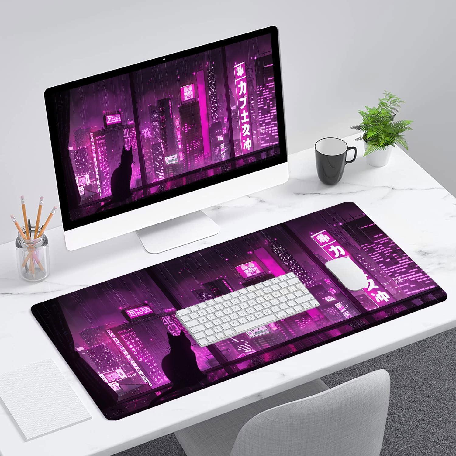 Alfombrilla de Escritorio WZMBZF Anime Morado 80x30cm Antideslizante