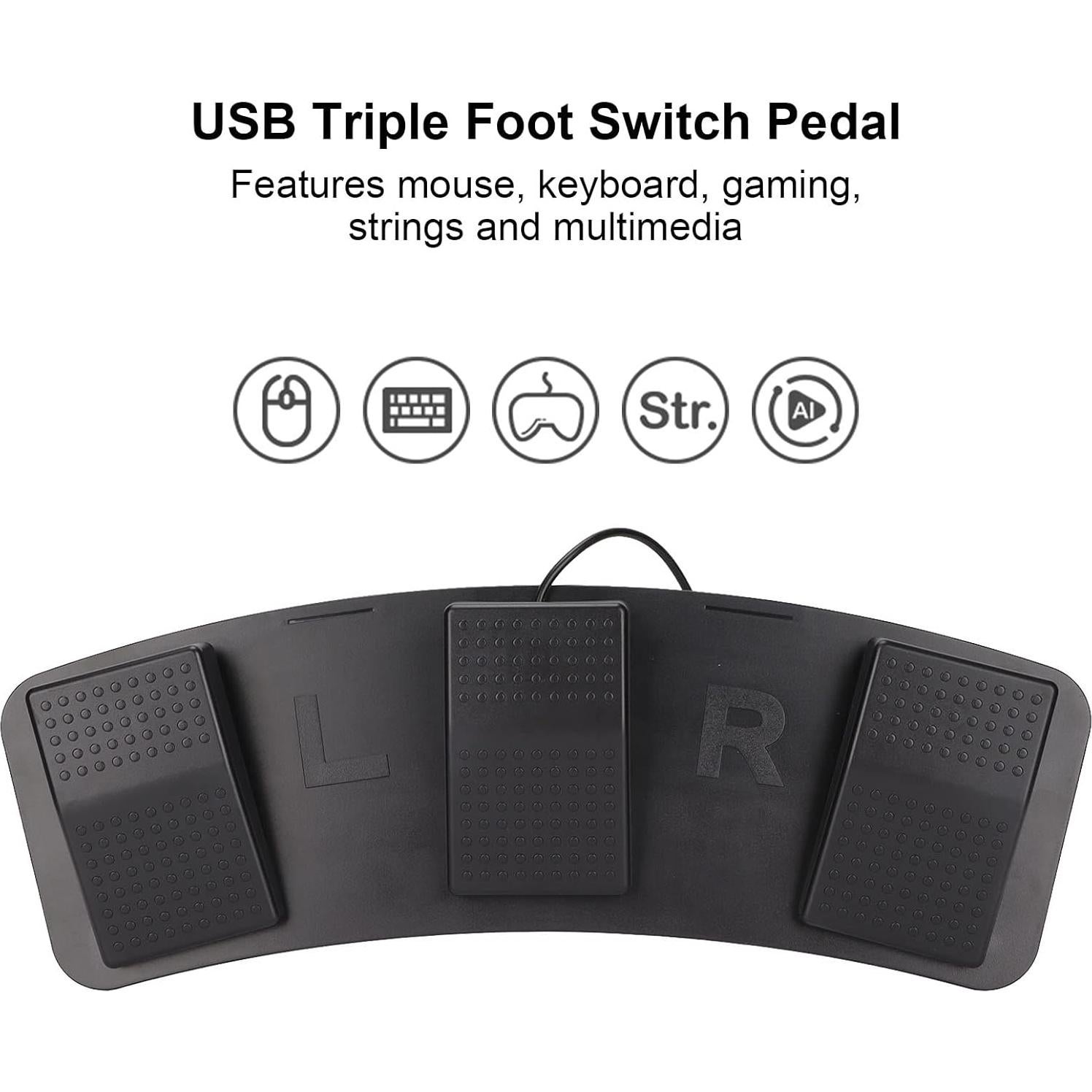 Pedal de Pie USB GOWENIC Triple Multifuncional Ergonómico