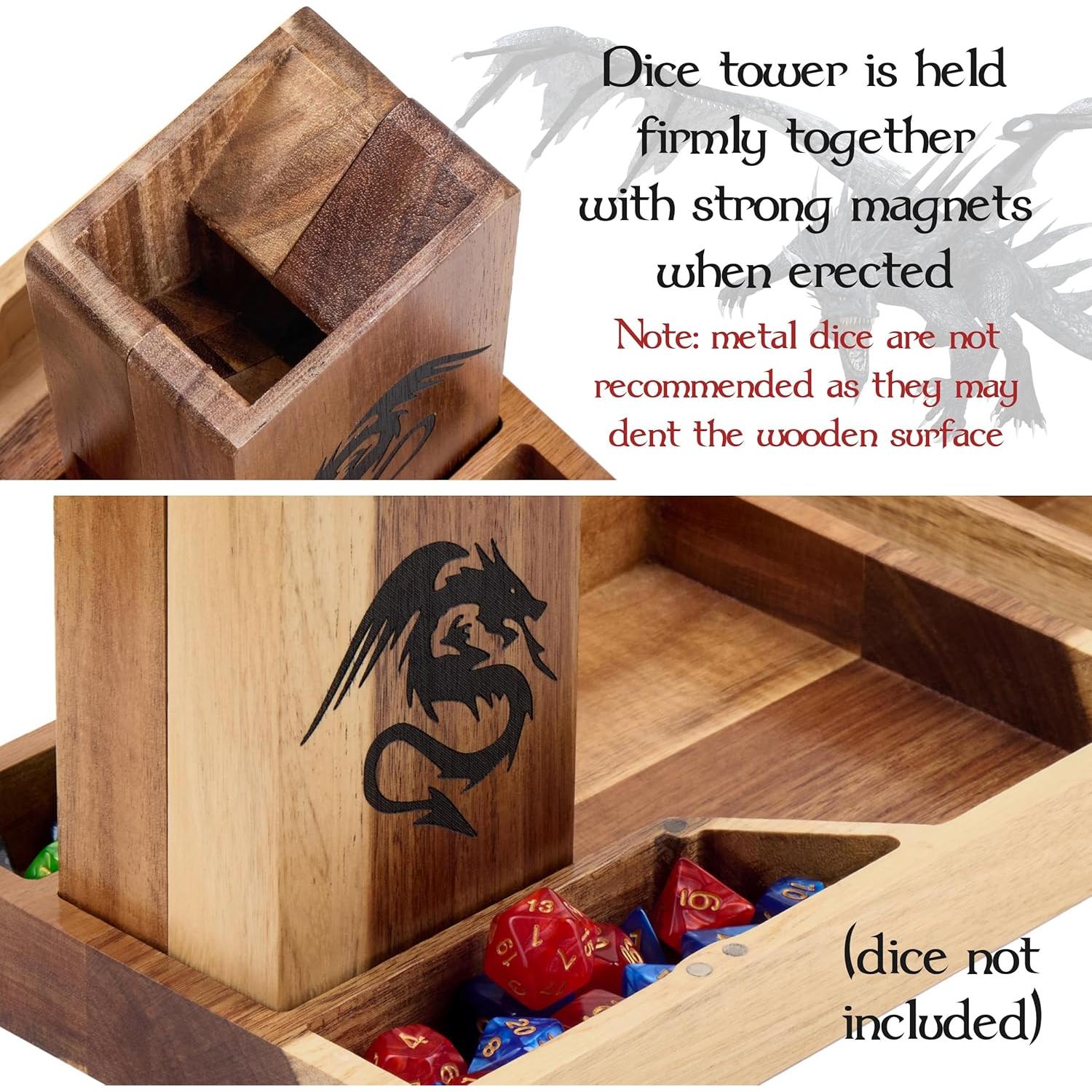 Torre de Dados Magnética de Madera - Accesorio D&D 15 cm