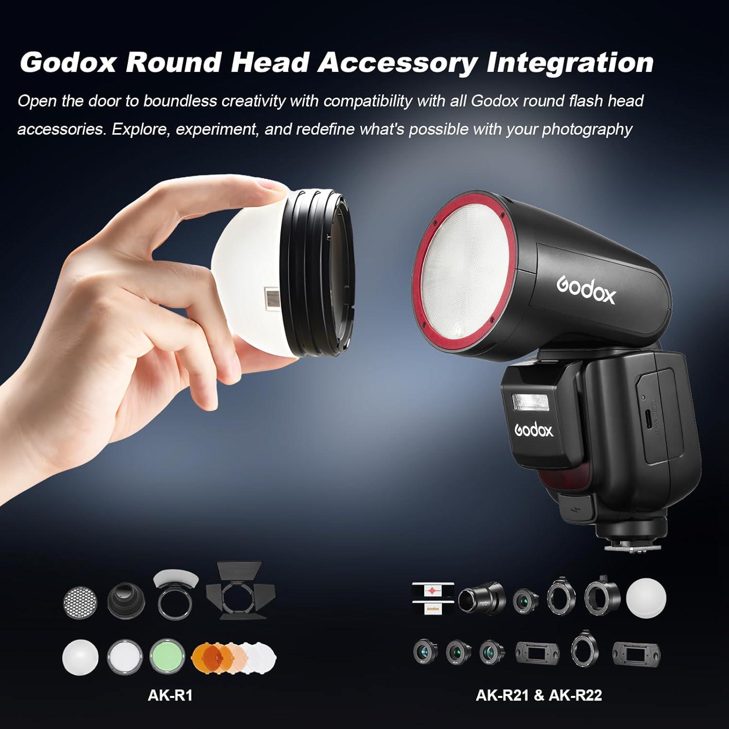 Flash Godox V1 Pro U TTL para Fujifilm con Accesorios