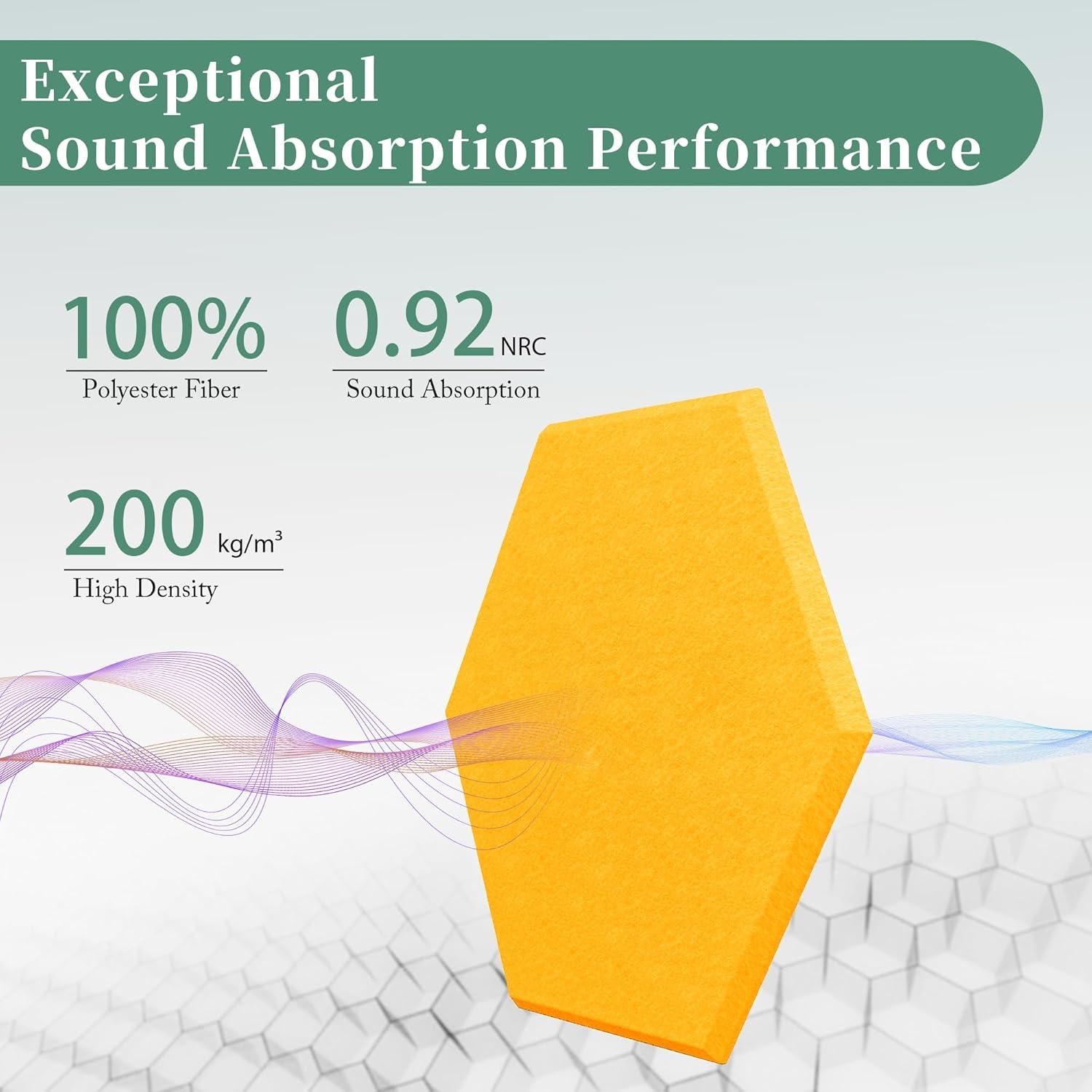 Paneles Acústicos Hexagonales UNECHO - 12 Piezas Naranja 30.48x25.4cm