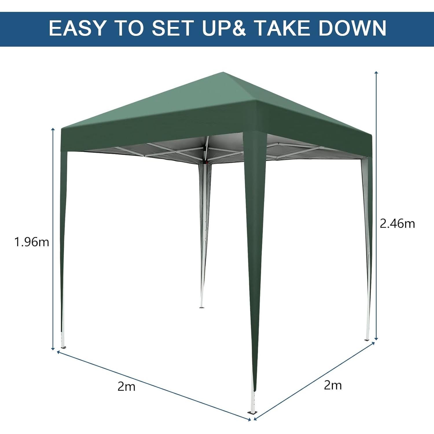 Carpa Plegable Gainvieyee 2x2m Verde Impermeable para Eventos