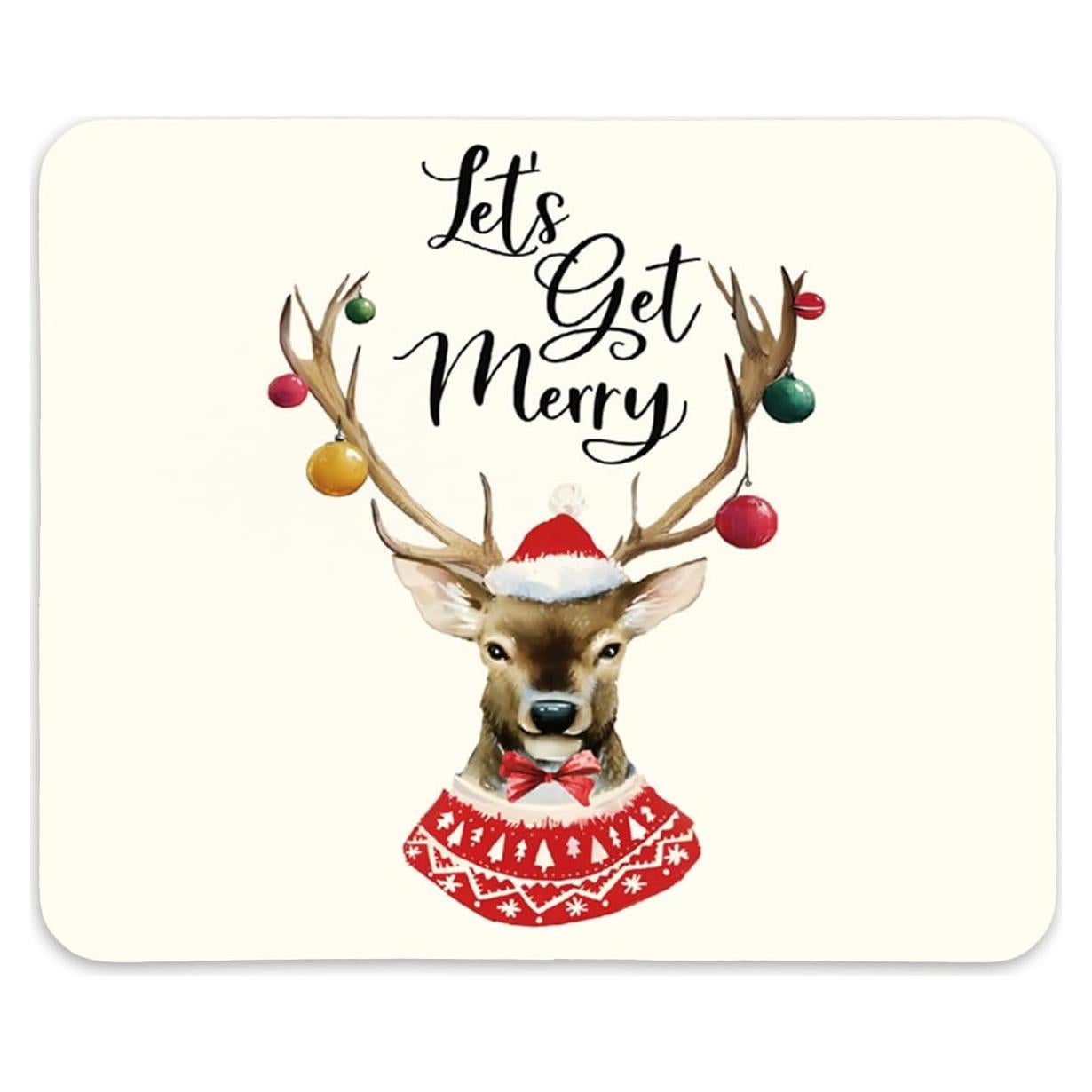 Alfombrilla de Ratón QIYUHOY Ciervo Navideño 20x24 cm Antideslizante