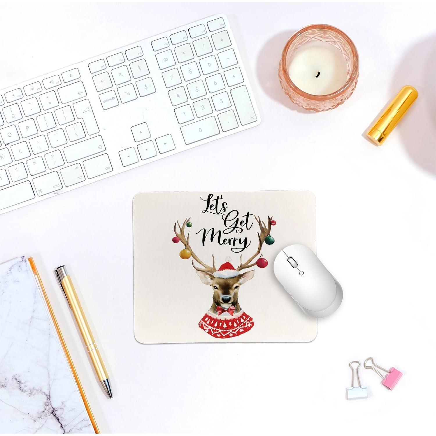 Alfombrilla de Ratón QIYUHOY Ciervo Navideño 20x24 cm Antideslizante