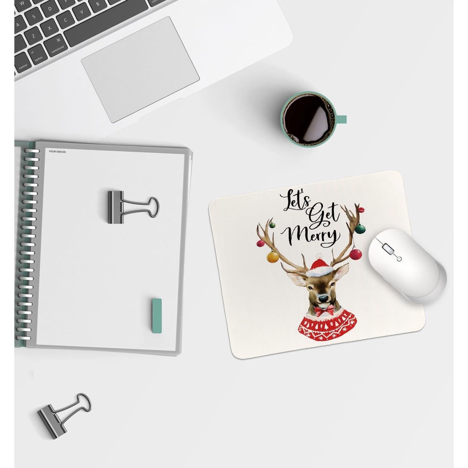 Alfombrilla de Ratón QIYUHOY Ciervo Navideño 20x24 cm Antideslizante