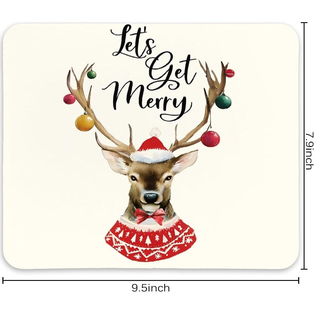 Alfombrilla de Ratón QIYUHOY Ciervo Navideño 20x24 cm Antideslizante