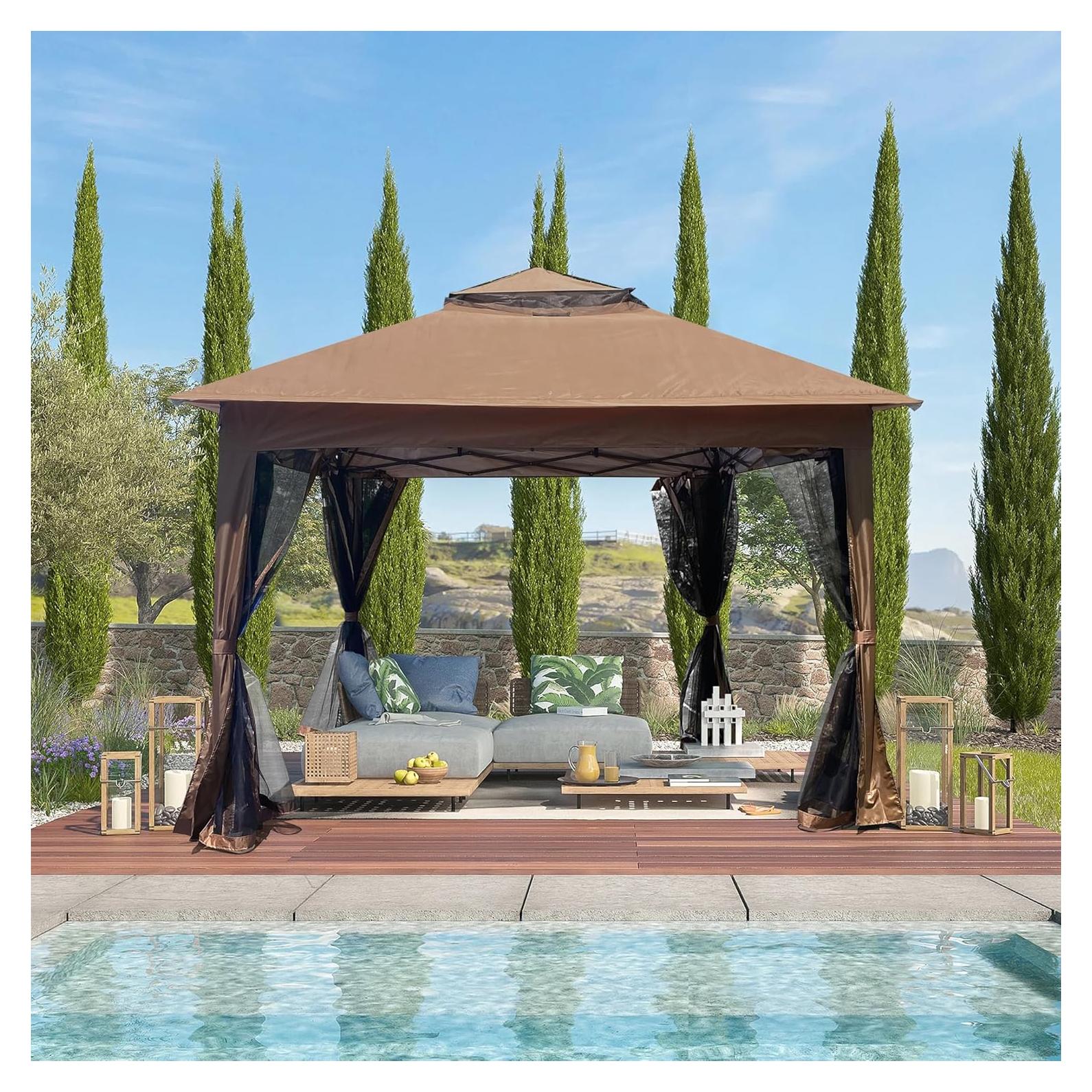 Gazebo Plegable SMILEGEND 3.35x3.35m con Mosquitera