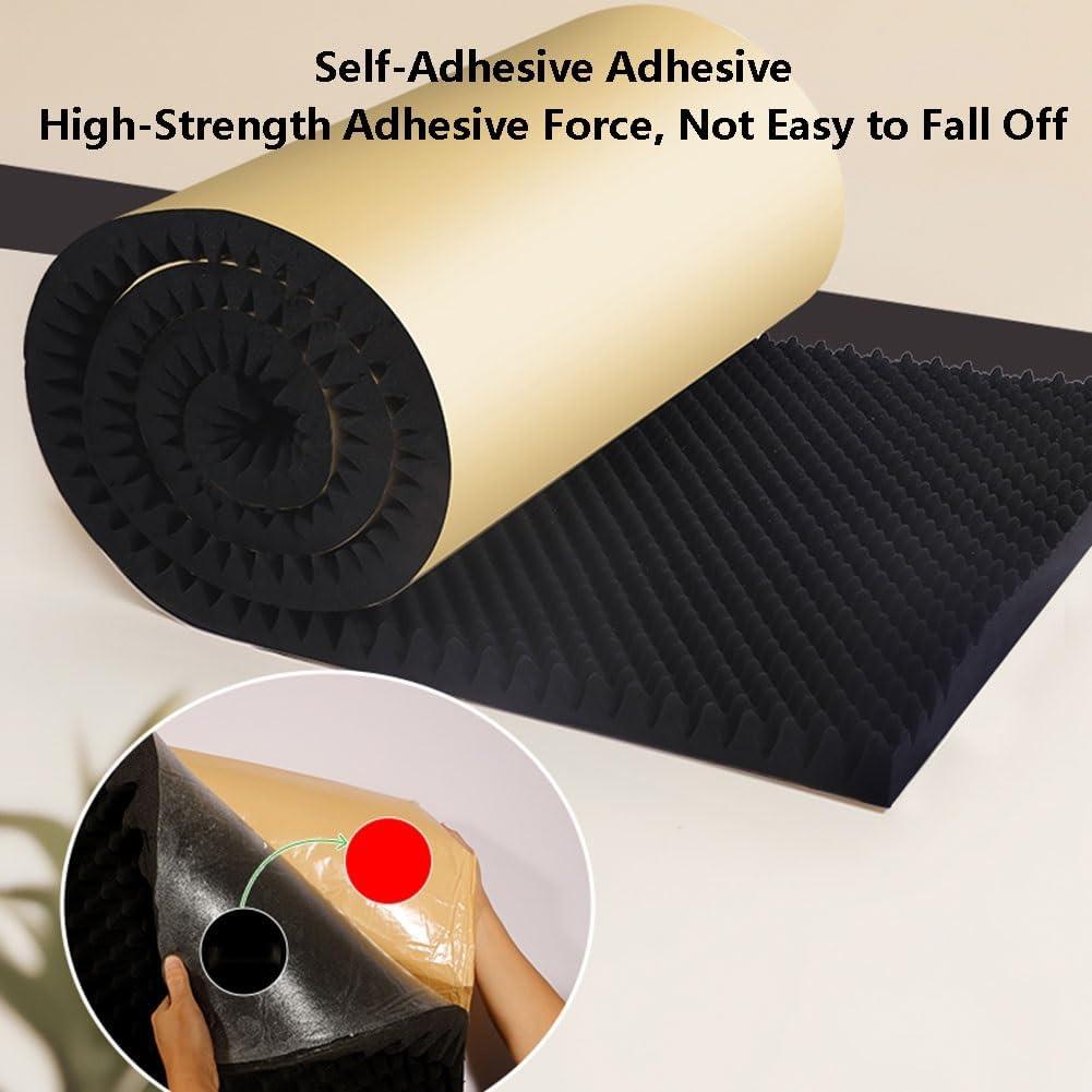Noise Insulation Soundproofing Foam, 3cm Thick Studio Sound Acoustic Fire Resistant Sound Dampening Panels, Self-Adhesive Egg Crate Sound Insulation Mat(Yellow-1m/3.28ft)