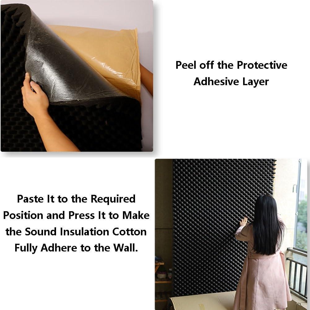 Noise Insulation Soundproofing Foam, 3cm Thick Studio Sound Acoustic Fire Resistant Sound Dampening Panels, Self-Adhesive Egg Crate Sound Insulation Mat(Yellow-1m/3.28ft)