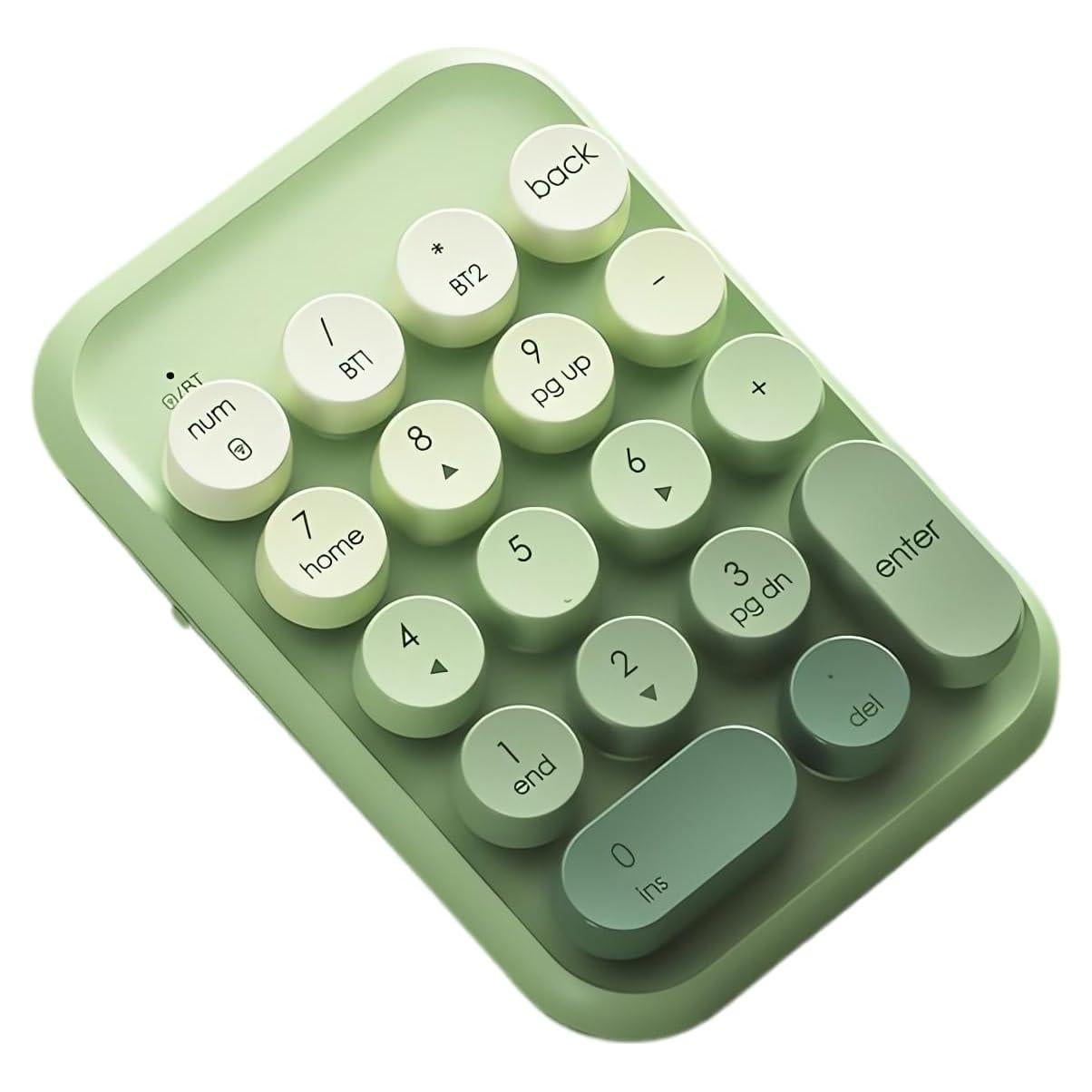 Teclado Numérico Inalámbrico TISHLED Retro 18 Teclas Verde Matcha
