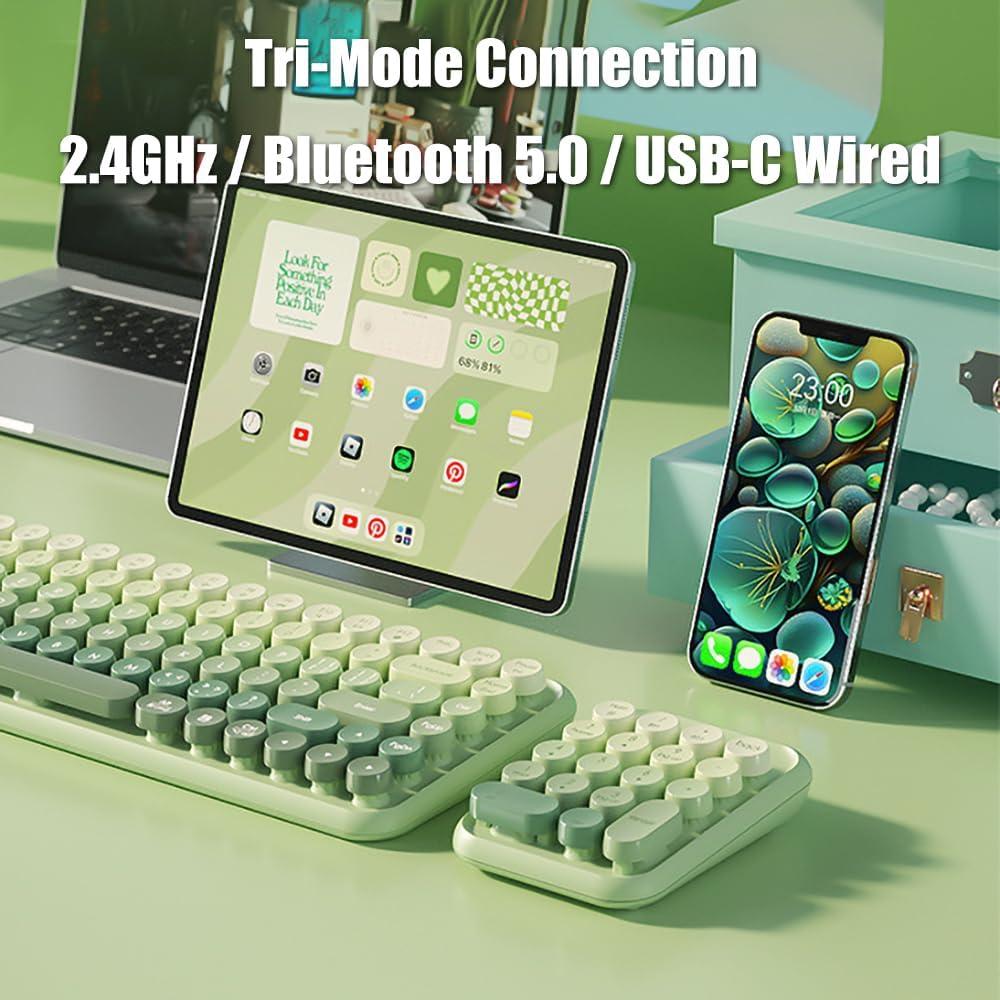 Teclado Numérico Inalámbrico TISHLED Retro 18 Teclas Verde Matcha
