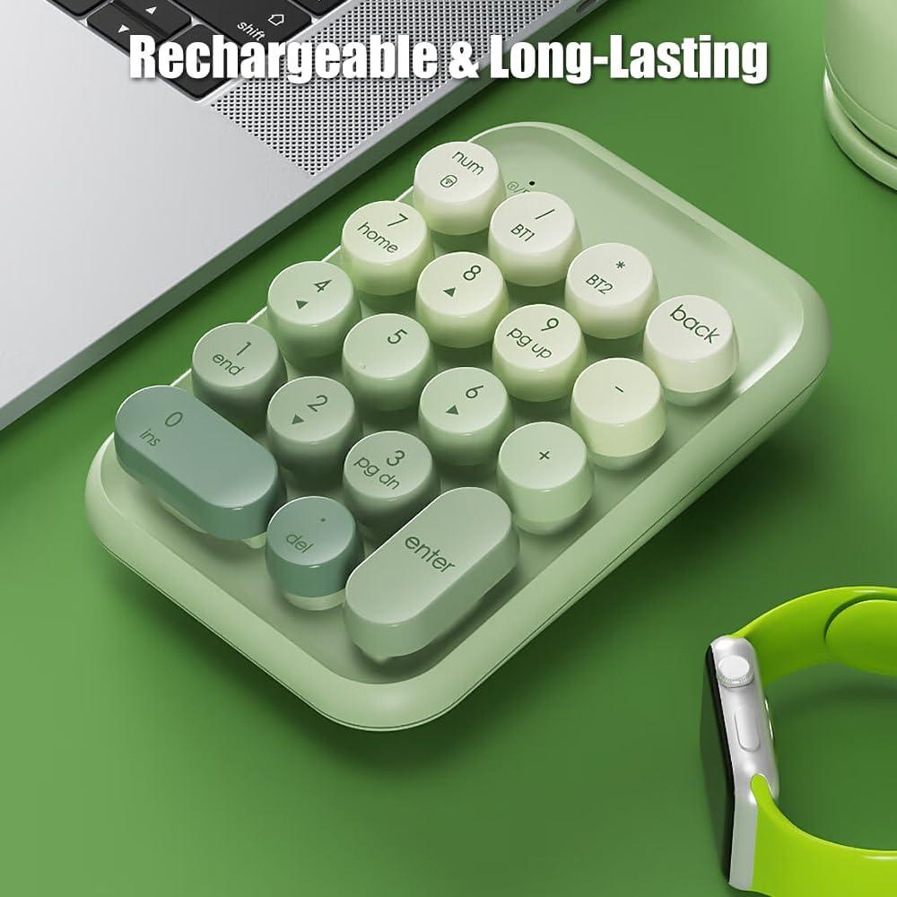 Teclado Numérico Inalámbrico TISHLED Retro 18 Teclas Verde Matcha