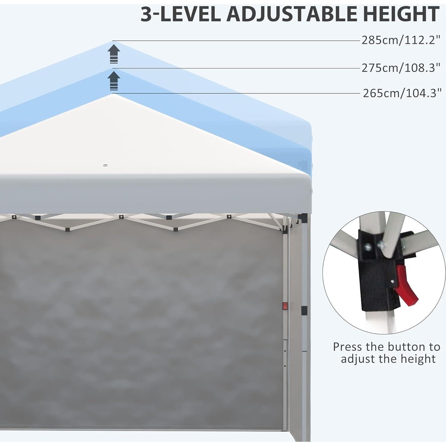 Carpa Plegable Outsunny 3 Paredes 10x10 ft Crema Ajustable