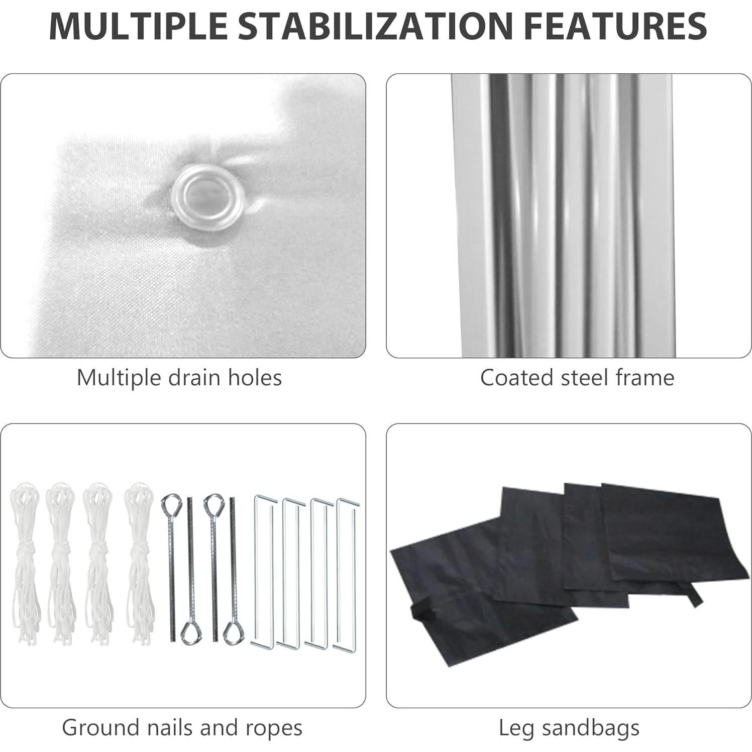 Carpa Plegable Outsunny 3 Paredes 10x10 ft Crema Ajustable
