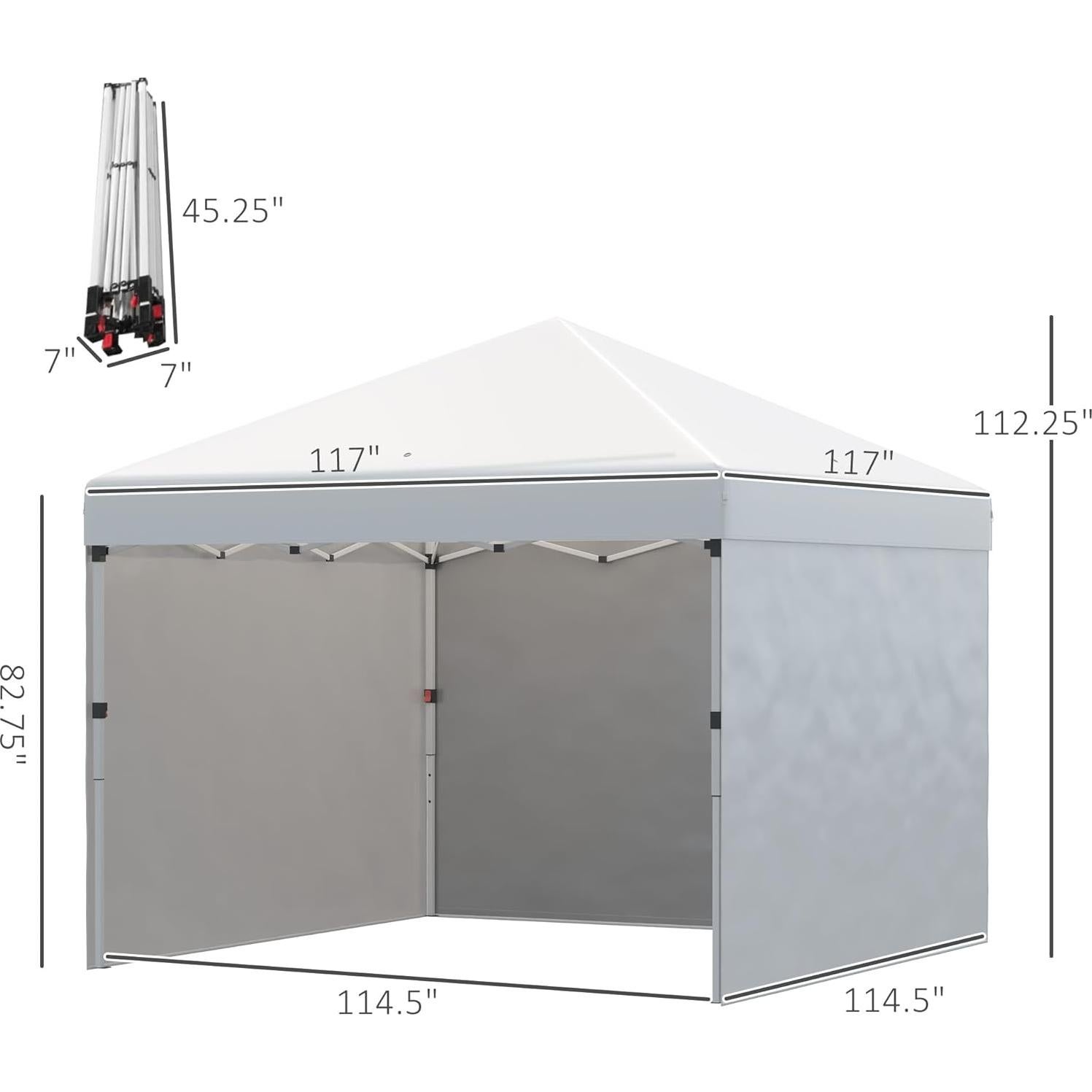Carpa Plegable Outsunny 3 Paredes 10x10 ft Crema Ajustable