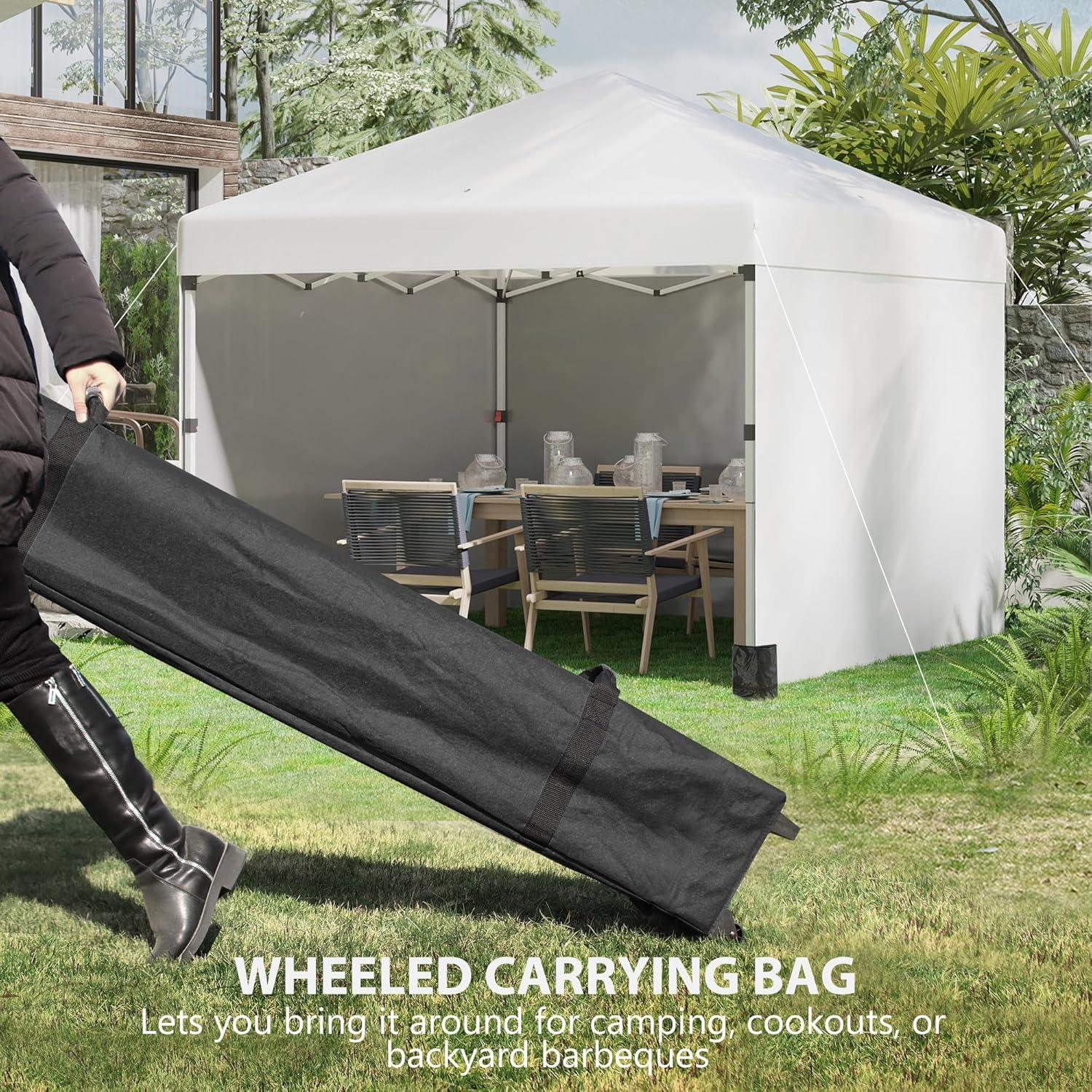 Carpa Plegable Outsunny 3 Paredes 10x10 ft Crema Ajustable