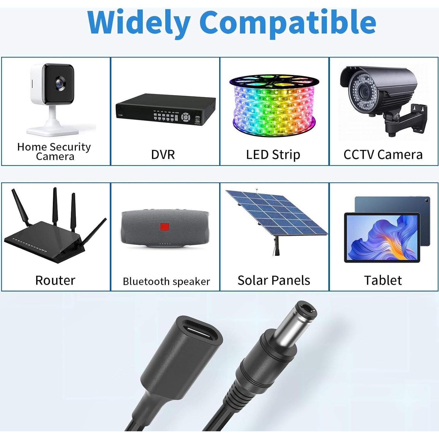 Cable USB C a DC 12V 5.5mm x 2.5mm CYD 30.48cm