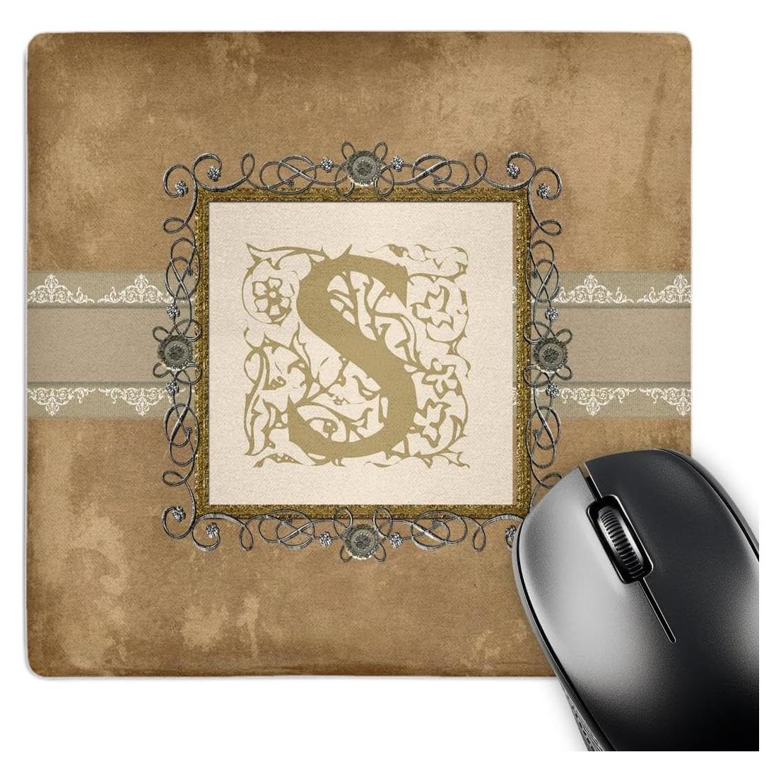 Alfombrilla de Ratón 3D Rose S Inicial Vintage 20.32 cm