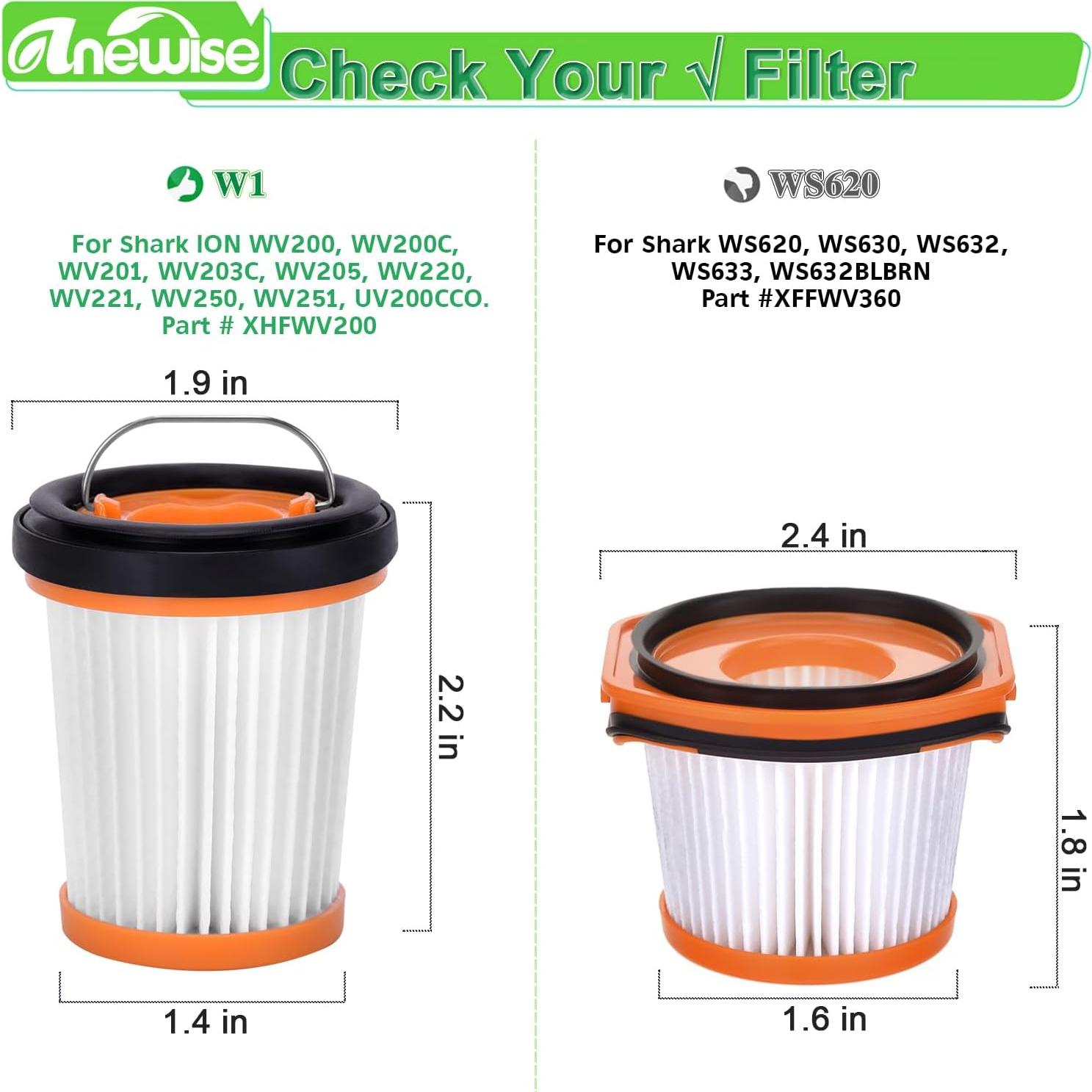 Filtros de Reemplazo para Aspiradora Shark Wandvac WV201 - 4 Piezas