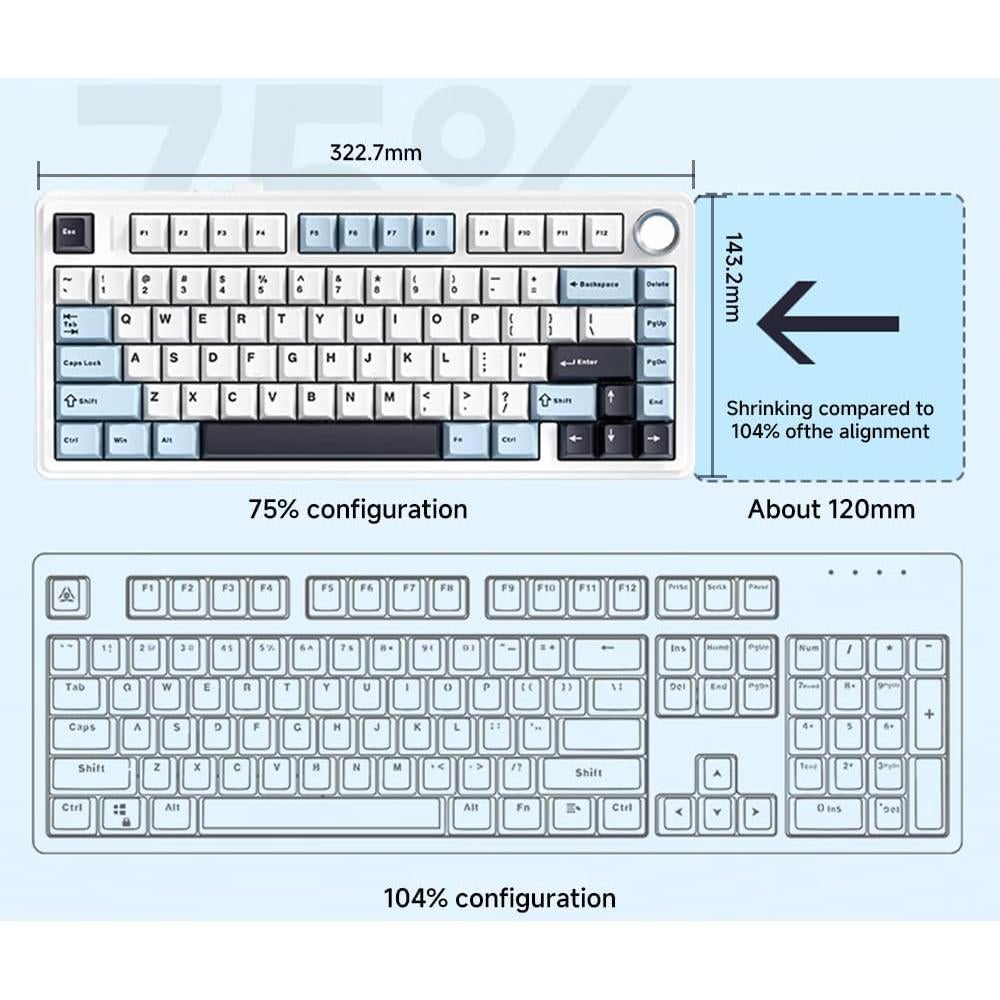 Teclado Mecánico Inalámbrico X Aula F75 RGB 75% Reaper Azul