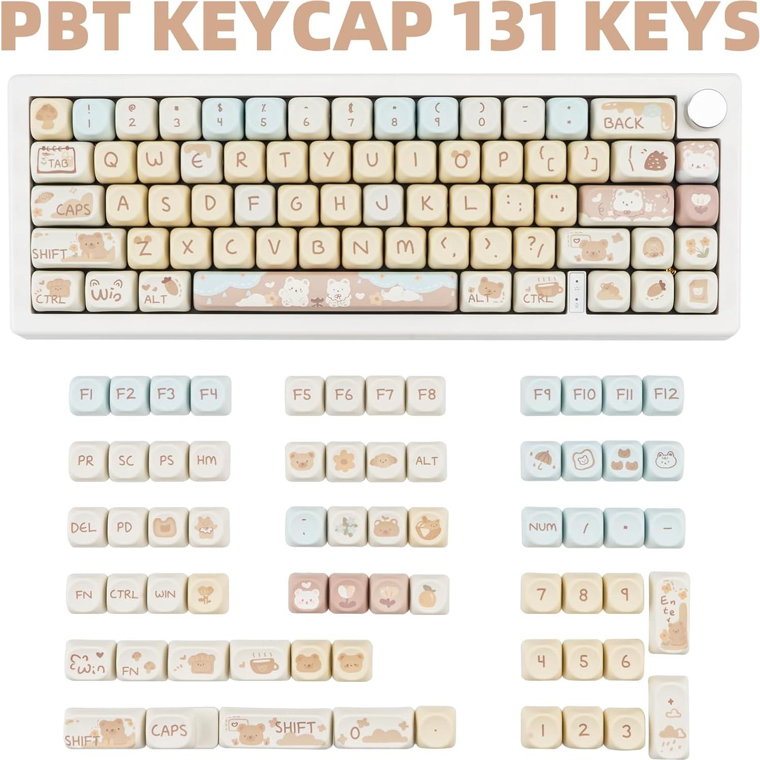 Juego de Teclas Personalizadas PBT COOMICKEY 131 Teclas Oso Amarillo