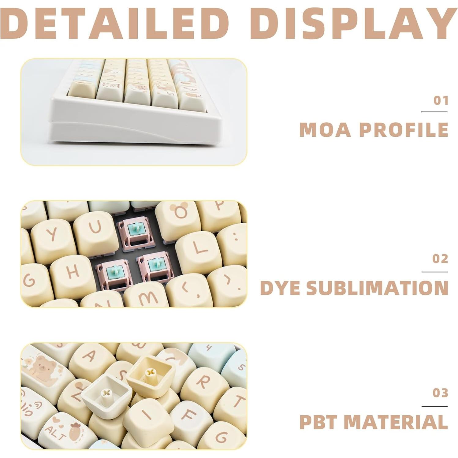 Juego de Teclas Personalizadas PBT COOMICKEY 131 Teclas Oso Amarillo