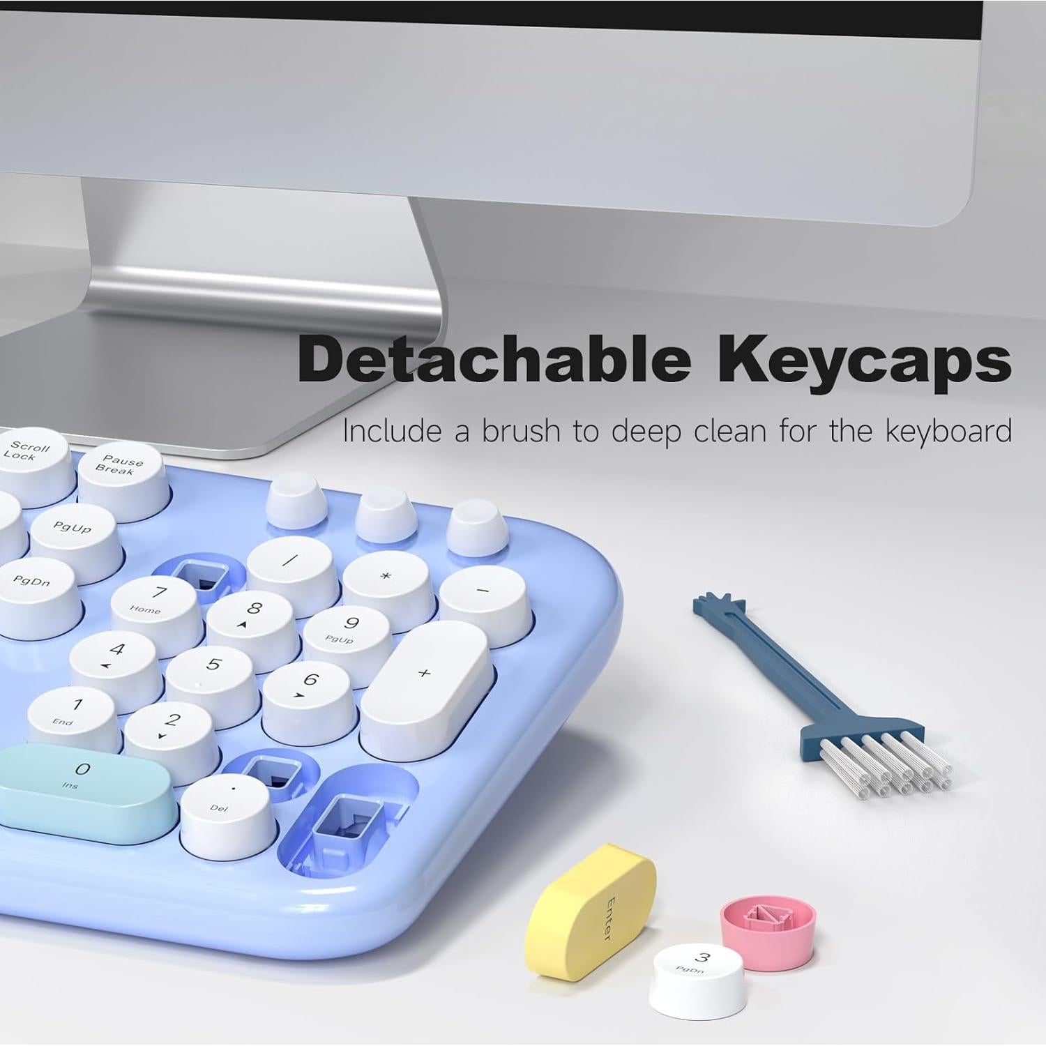 Combo Teclado y Ratón Inalámbrico MOWUX Azul Retro 2.4G