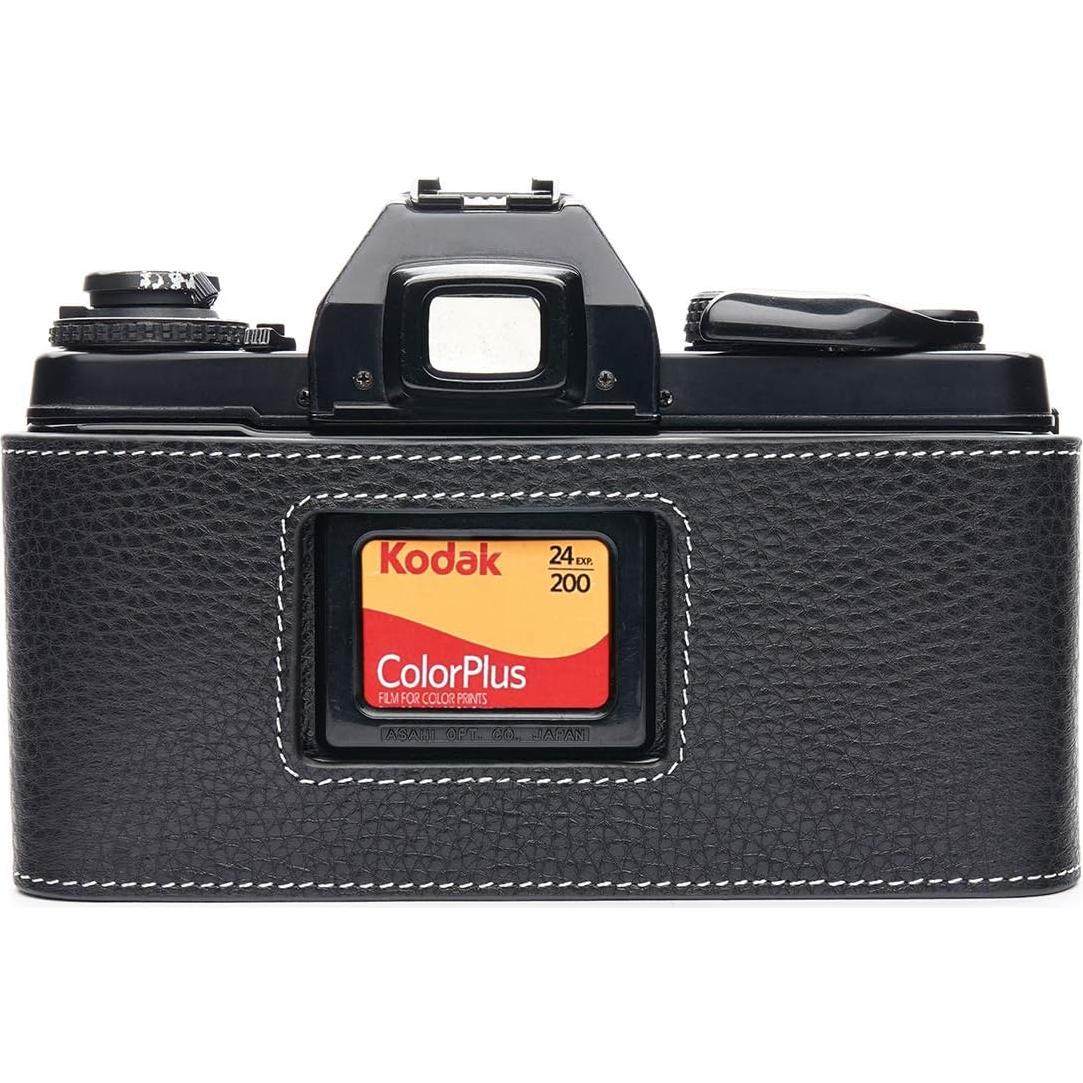 Funda de Cuero Real BolinUS para Cámara Pentax LX - Negro