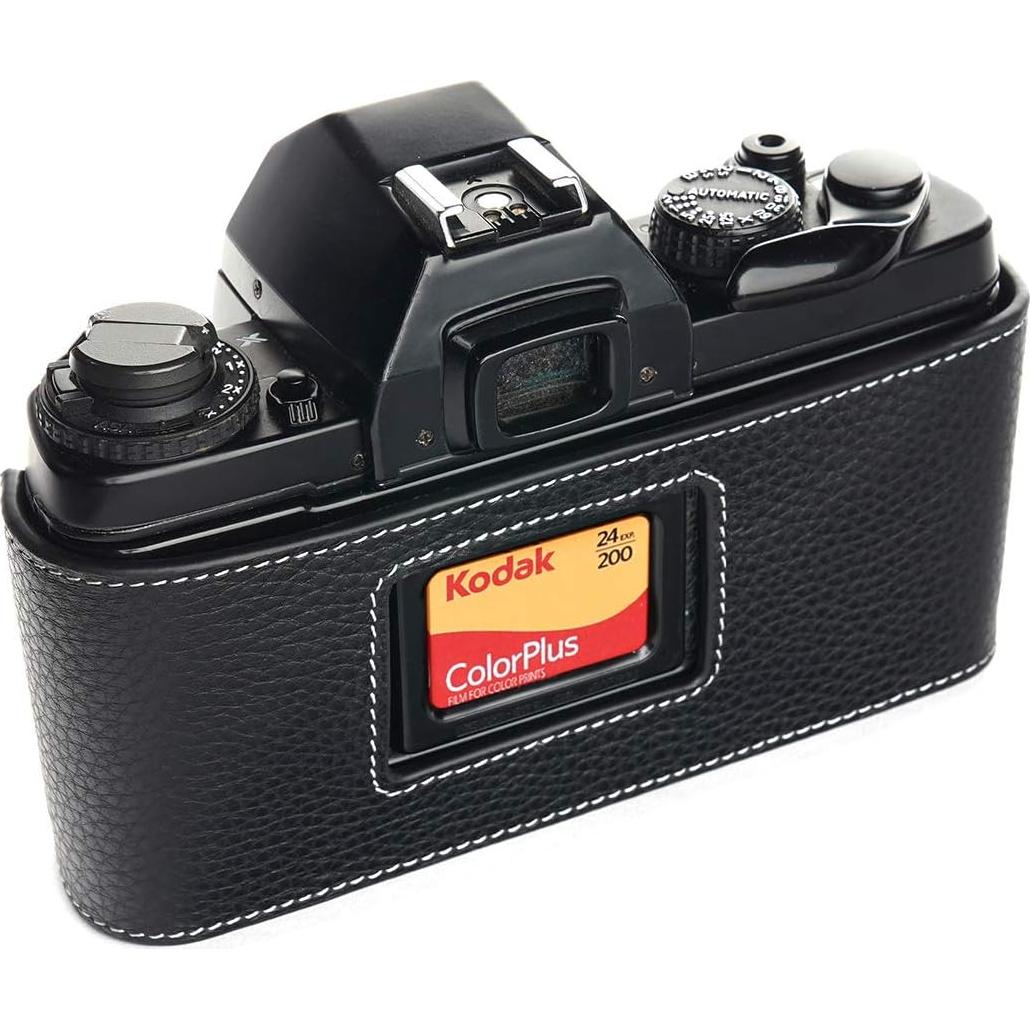 Funda de Cuero Real BolinUS para Cámara Pentax LX - Negro