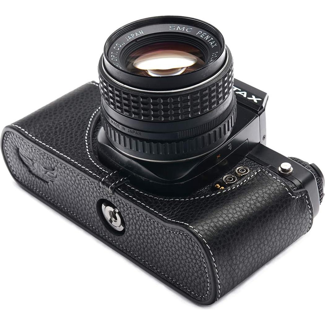 Funda de Cuero Real BolinUS para Cámara Pentax LX - Negro