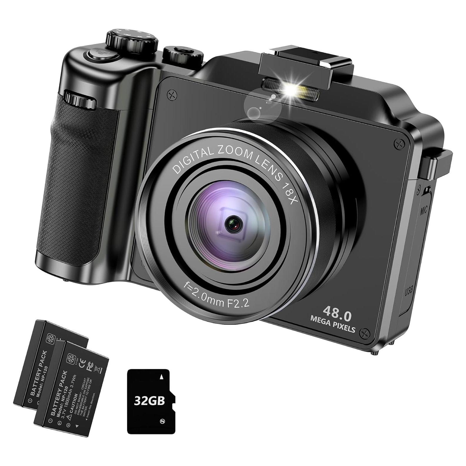 Cámara Digital 4K KOMERY X9 48MP Zoom 18X WiFi con 32GB