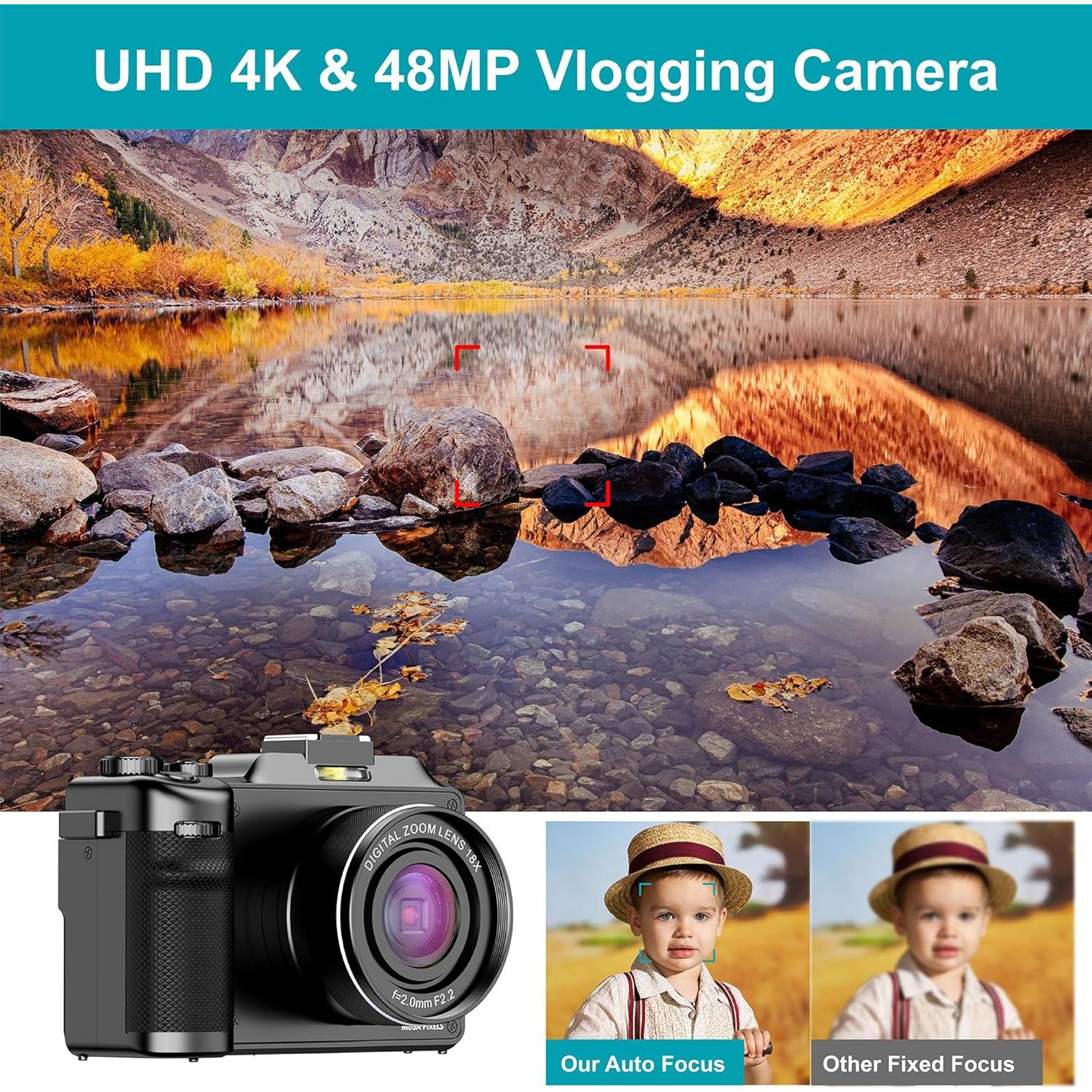 Cámara Digital 4K KOMERY X9 48MP Zoom 18X WiFi con 32GB