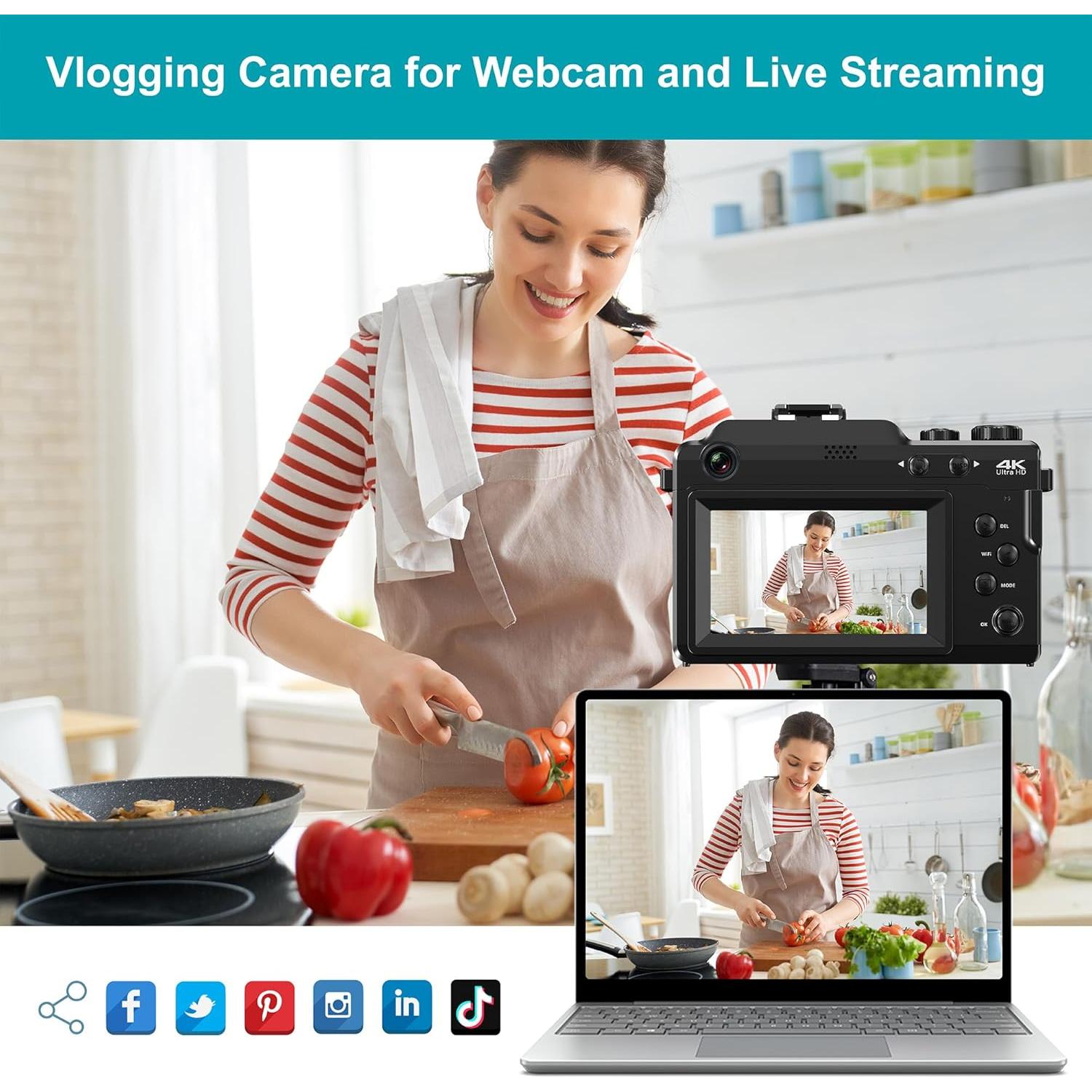 Cámara Digital 4K KOMERY X9 48MP Zoom 18X WiFi con 32GB