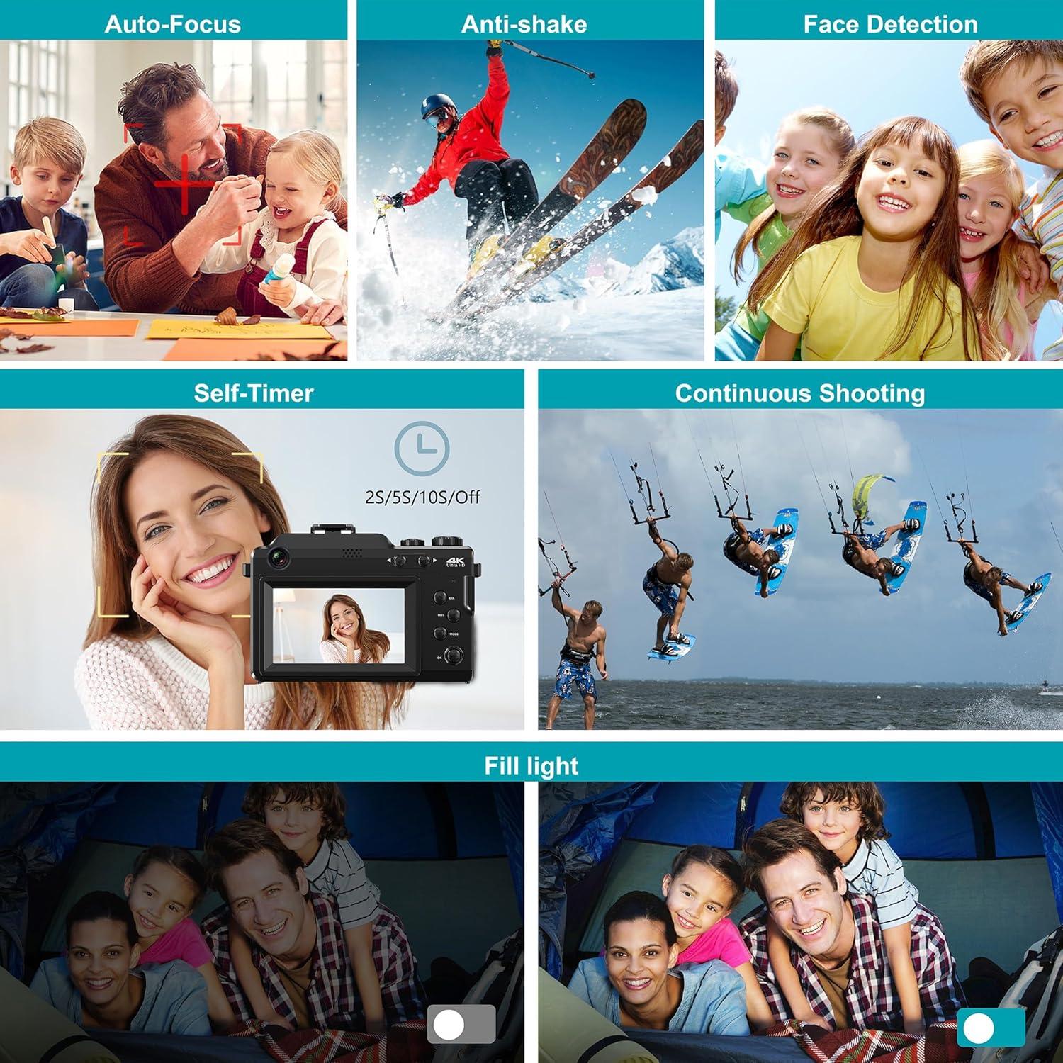 Cámara Digital 4K KOMERY X9 48MP Zoom 18X WiFi con 32GB