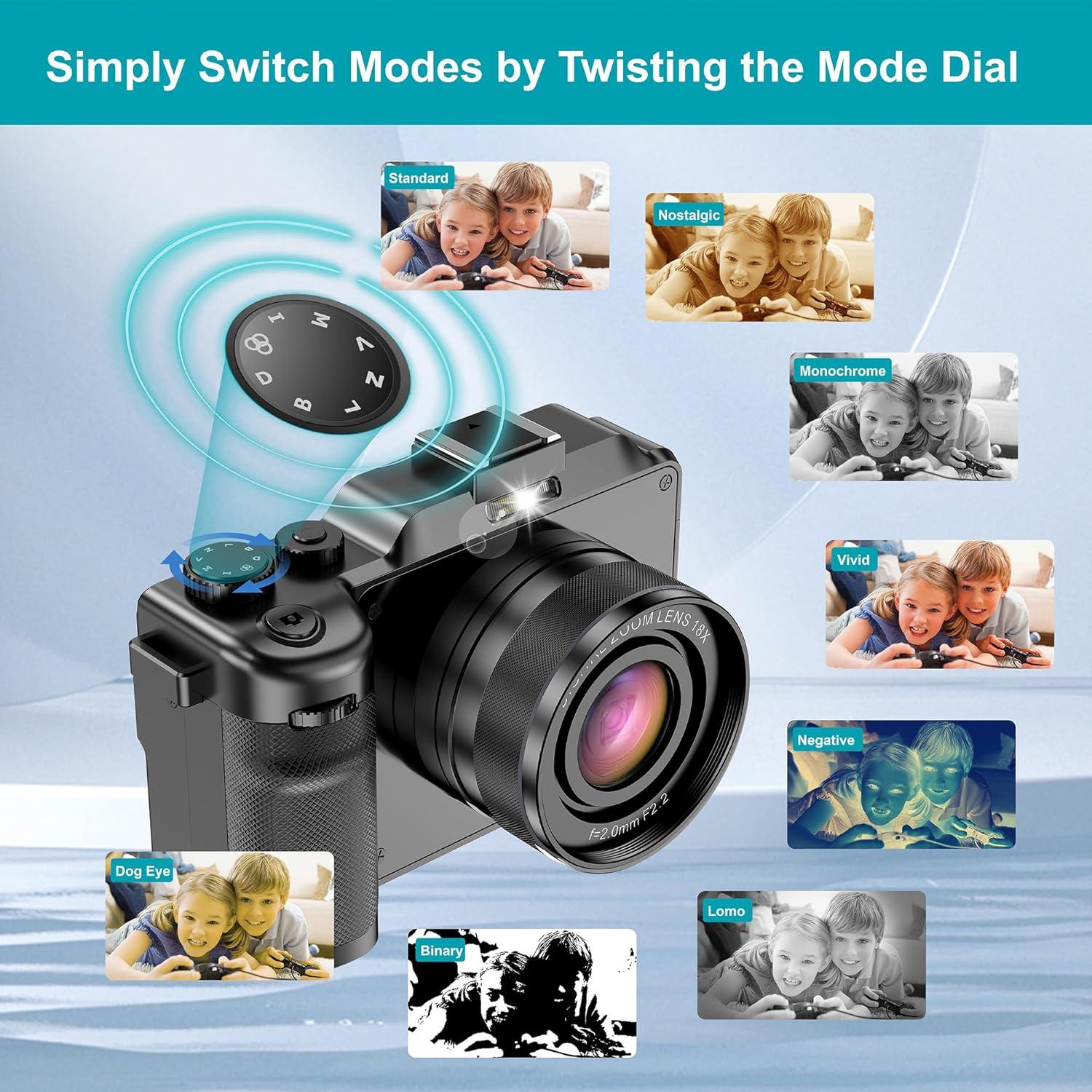 Cámara Digital 4K KOMERY X9 48MP Zoom 18X WiFi con 32GB