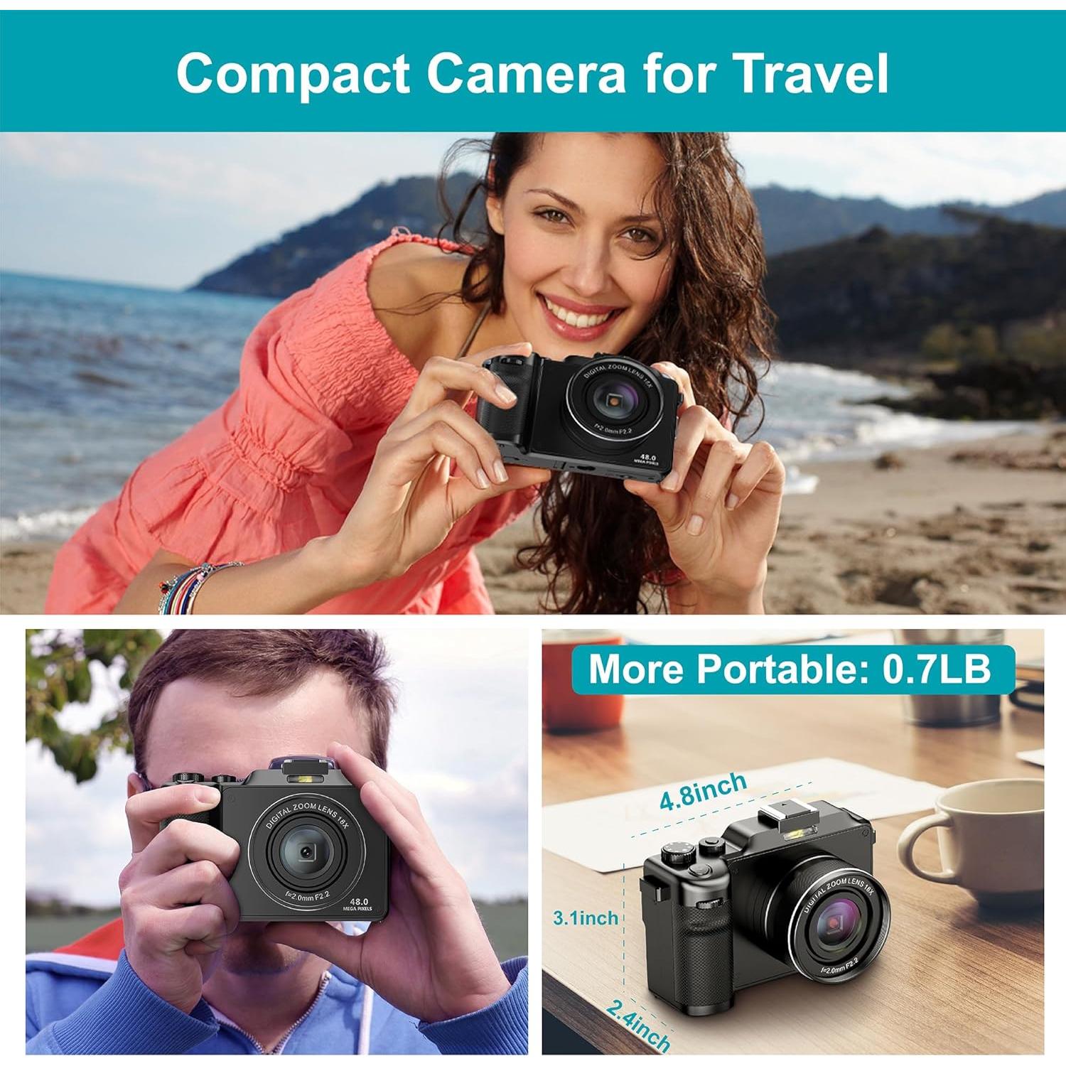 Cámara Digital 4K KOMERY X9 48MP Zoom 18X WiFi con 32GB