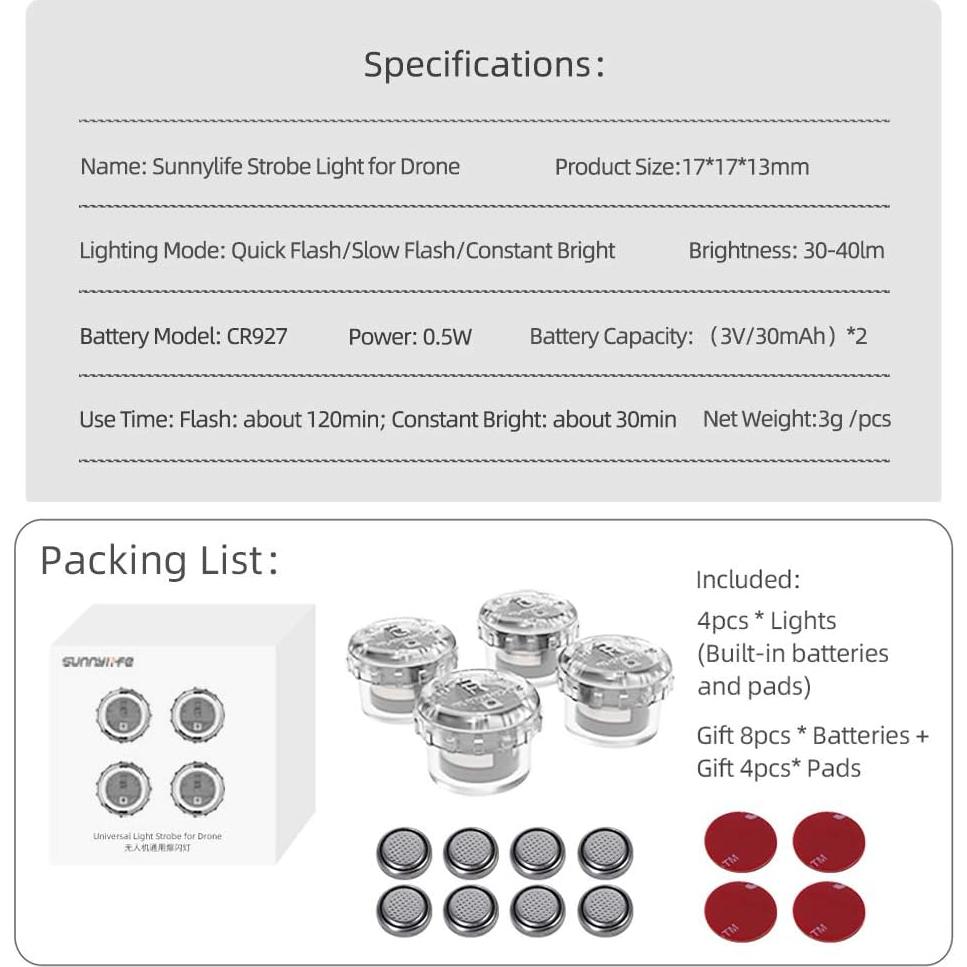 Kit de luces LED para drones ACROTOR 4 piezas rojo y verde