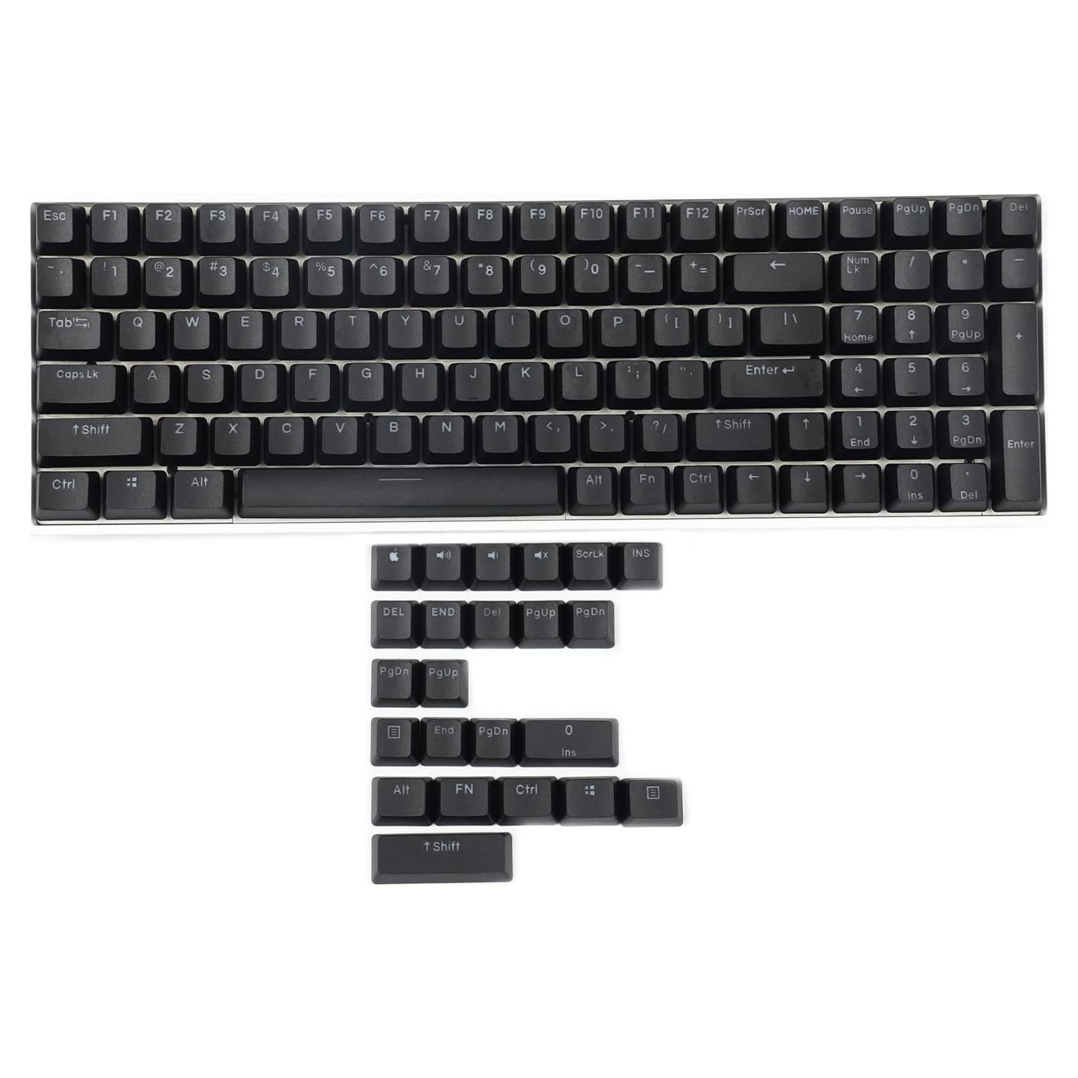 Conjunto de Teclas YMDK Doble Tiro 108 PBT Arcoíris Negro 122