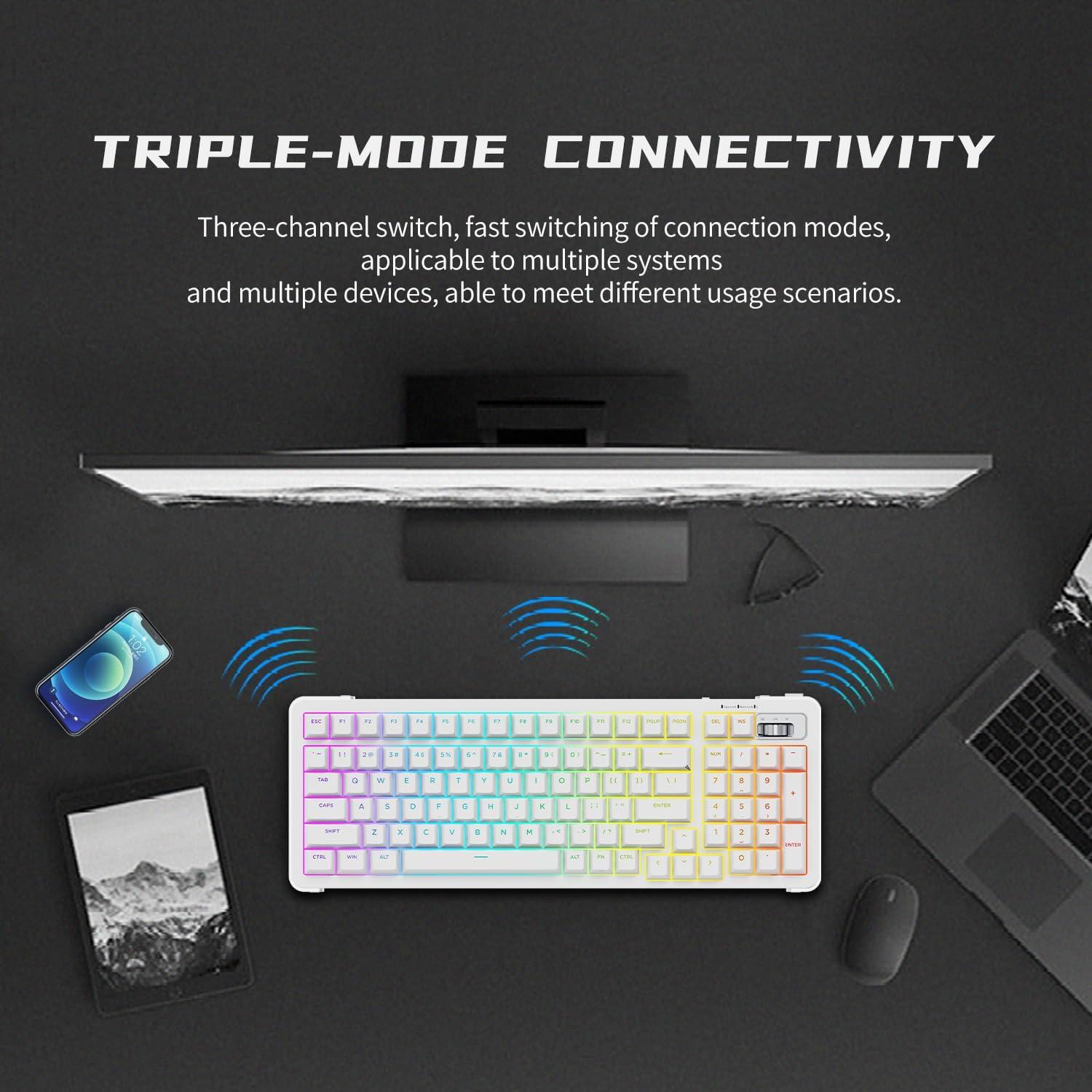 Teclado Mecánico Inalámbrico ROYALAXE D98 RGB PBT 4000mAh